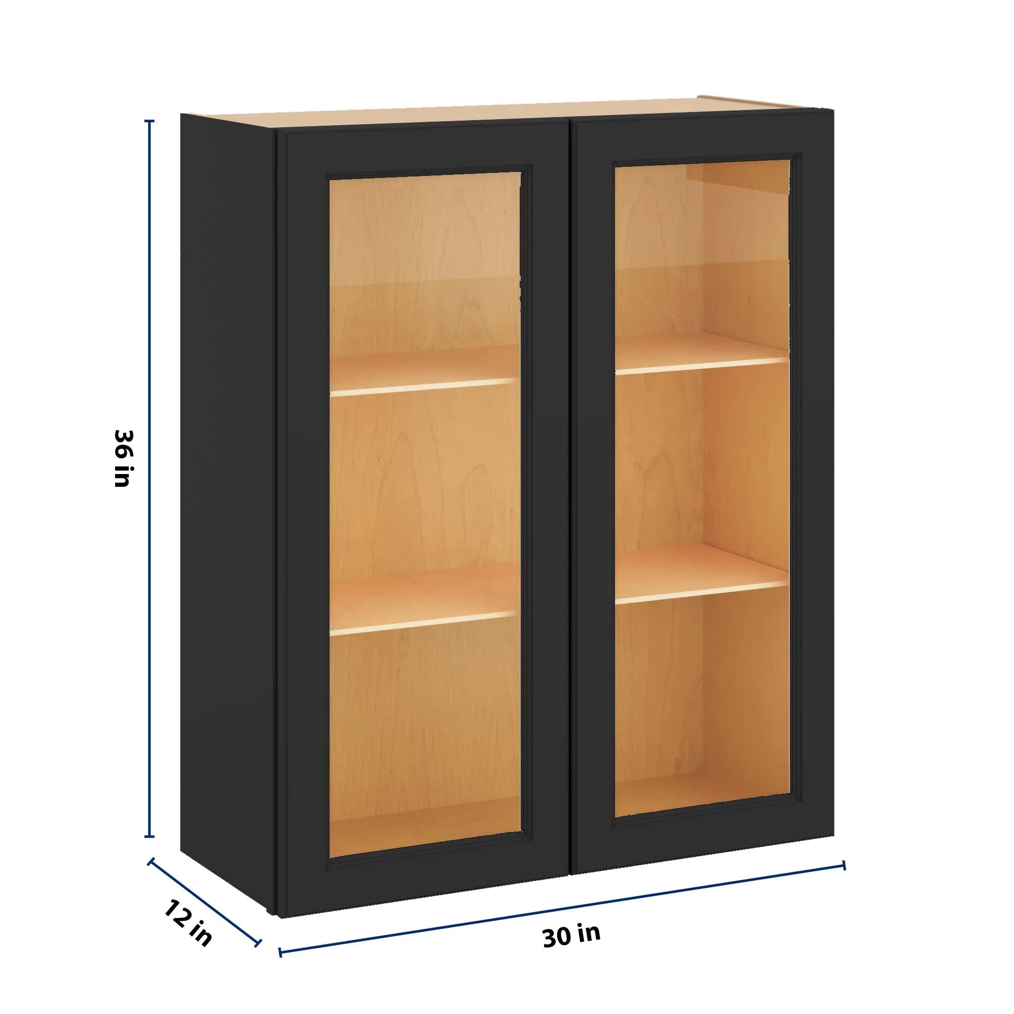 J&K Charcoal E2 Wall Glass Cabinet - 30" W x 36" H (No Glass Insert)