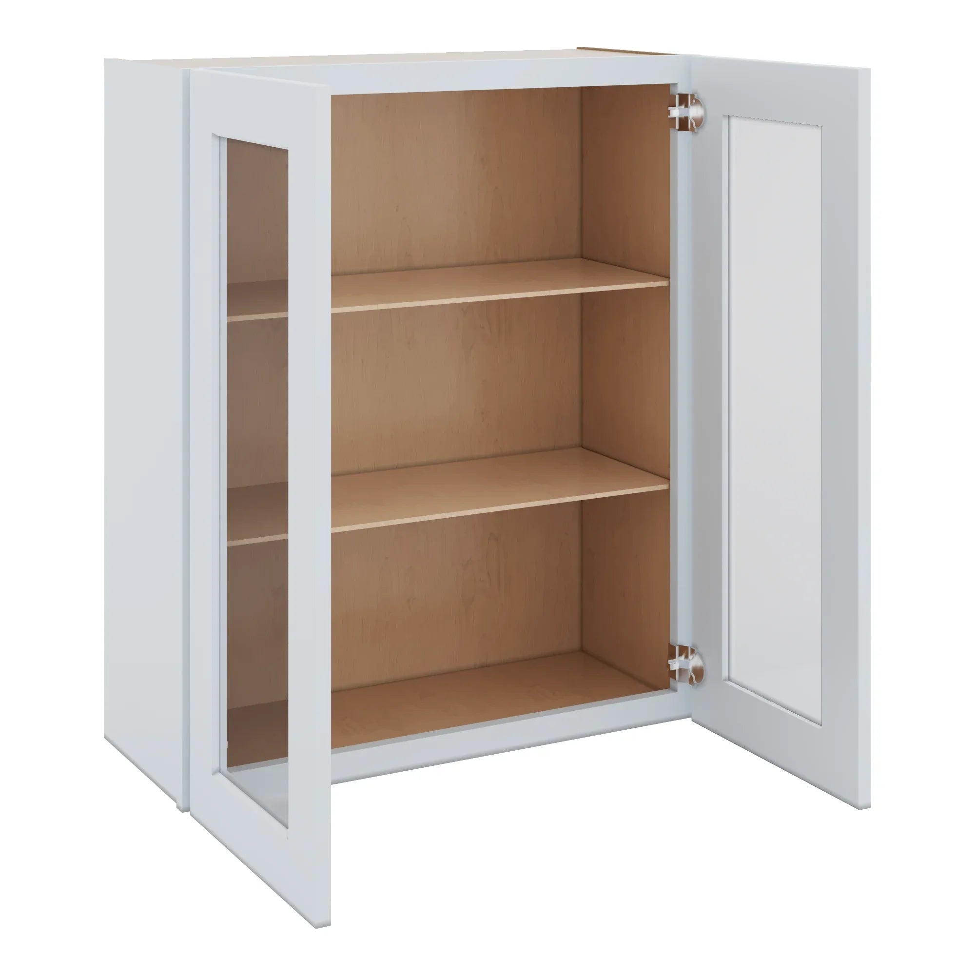 J&K White Shaker S8 Wall Glass Cabinet   30" W x 36" H (No Glass Insert)