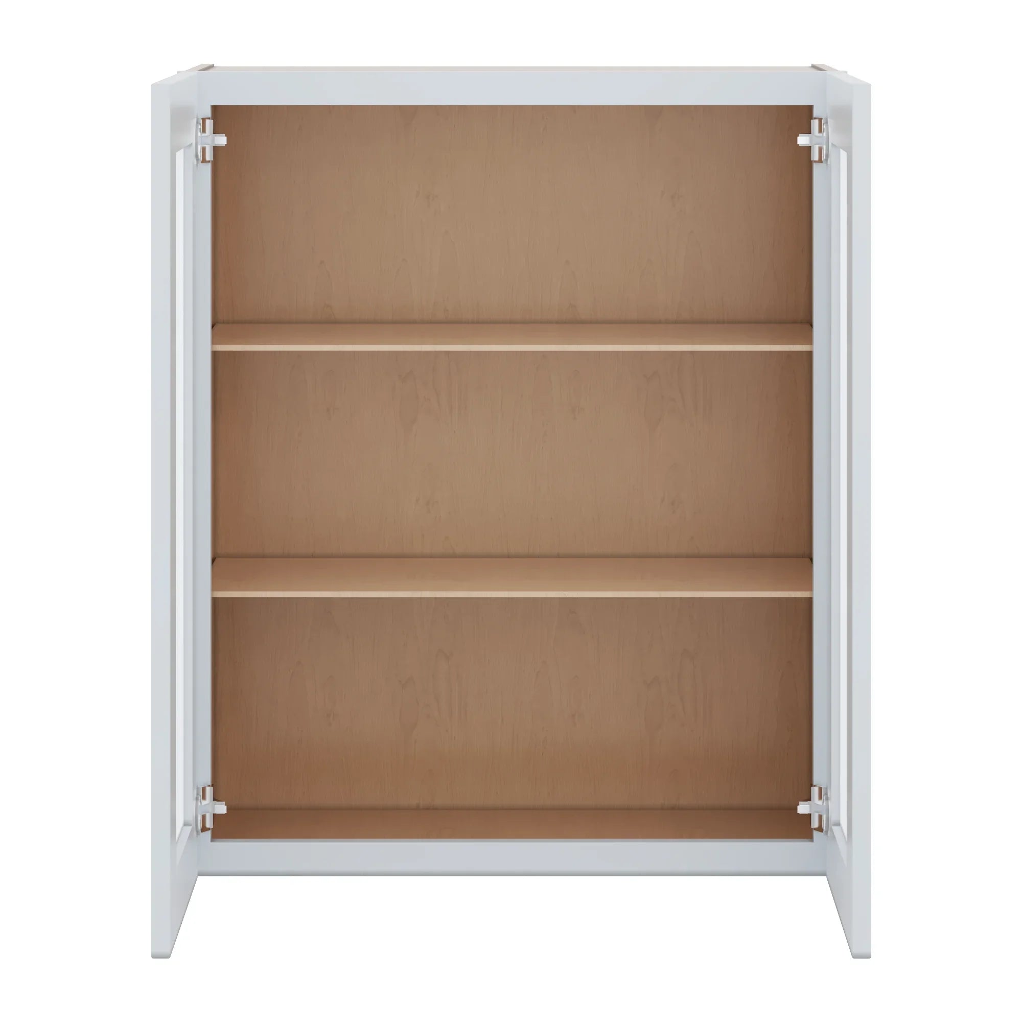 J&K White Shaker S8 Wall Glass Cabinet   30" W x 36" H (No Glass Insert)