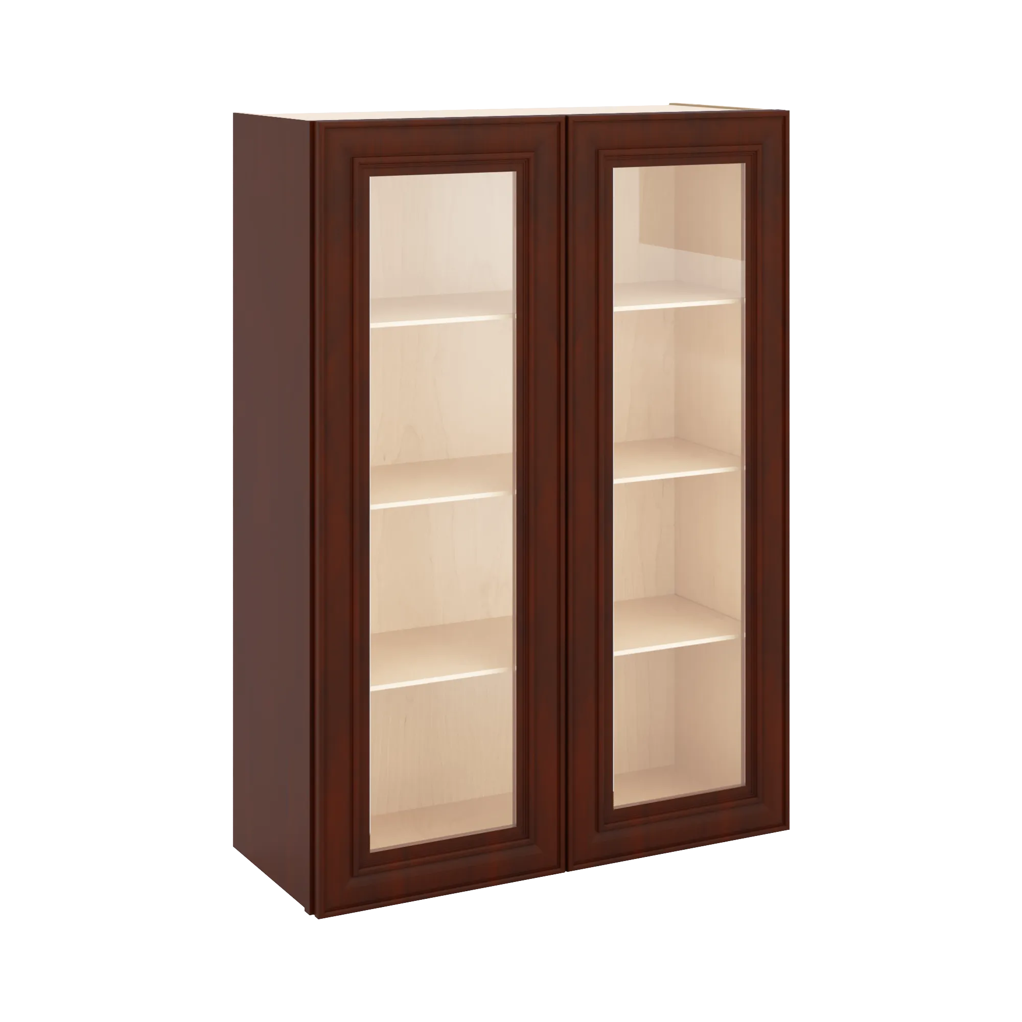 J&K Mahogany J5 Wall Glass Cabinet - 30" W x 42" H (No Glass Insert)