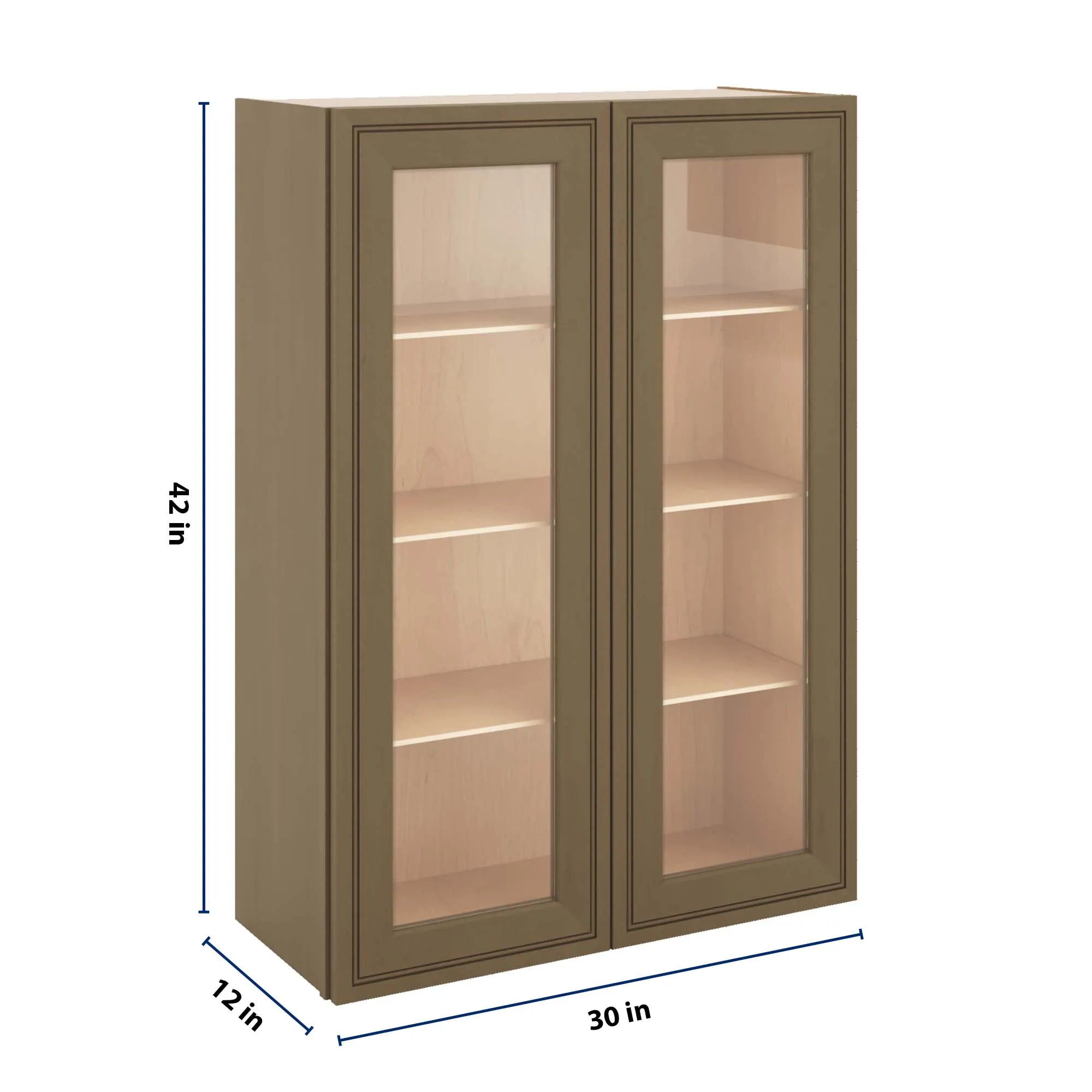 J&K Hazel H8 Wall Glass Cabinet - 30" W x 42" H (No Glass Insert)