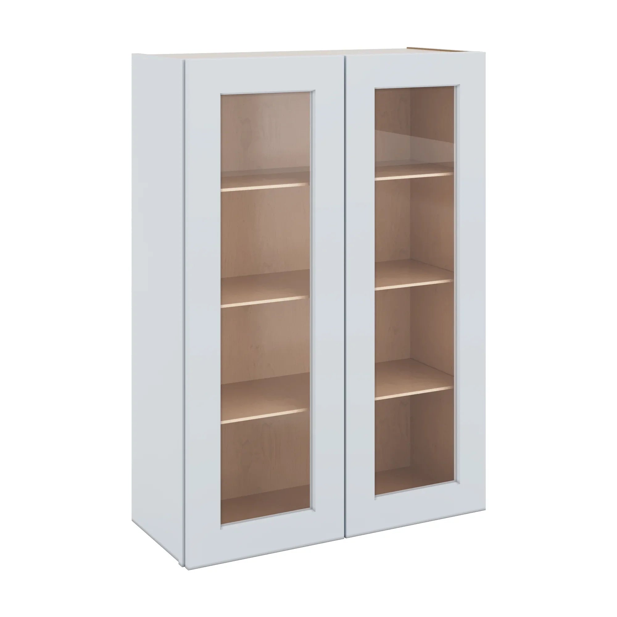 J&K White Shaker S8 Wall Glass Cabinet - 30" W x 42" H (No Glass Insert)