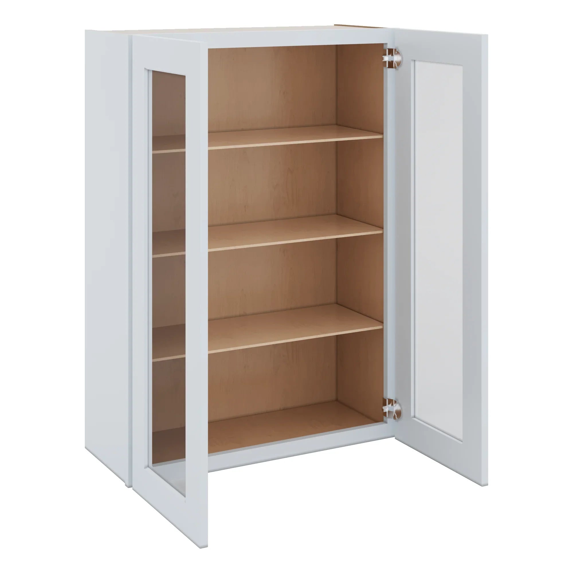 J&K White Shaker S8 Wall Glass Cabinet   30" W x 42" H (No Glass Insert)