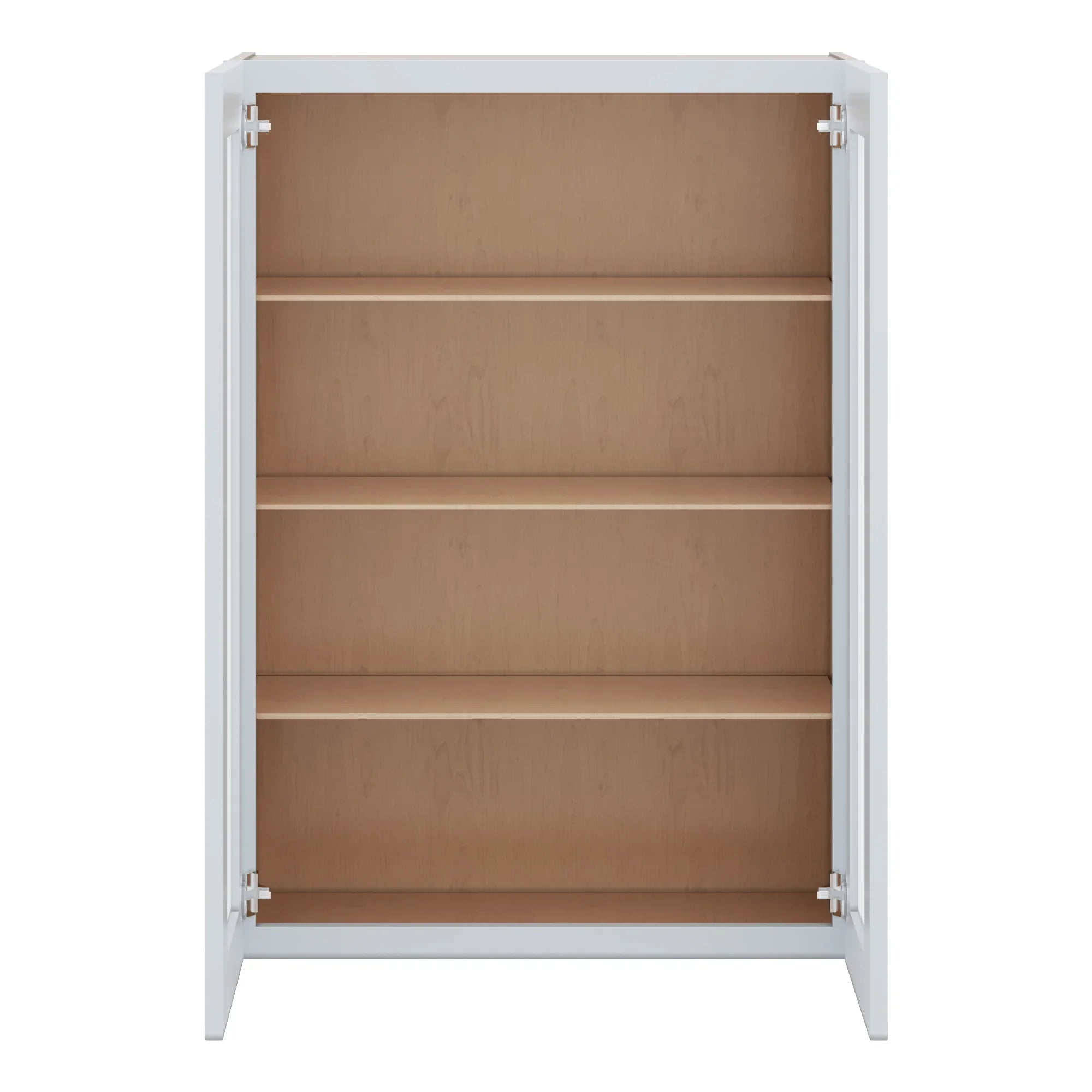 J&K White Shaker S8 Wall Glass Cabinet   30" W x 42" H (No Glass Insert)