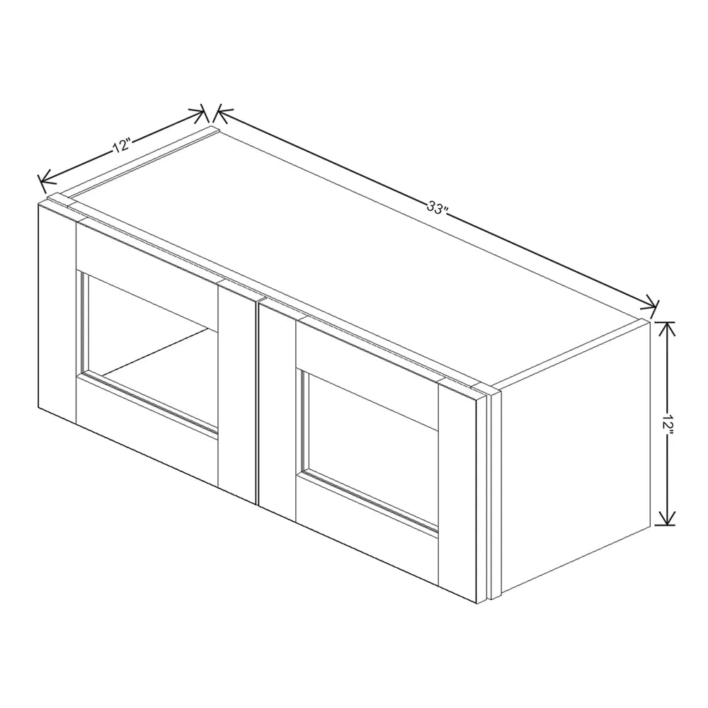 J&K Creme Glazed A7 Wall Glass Cabinet - 33" W x 12" H (No Glass Insert)