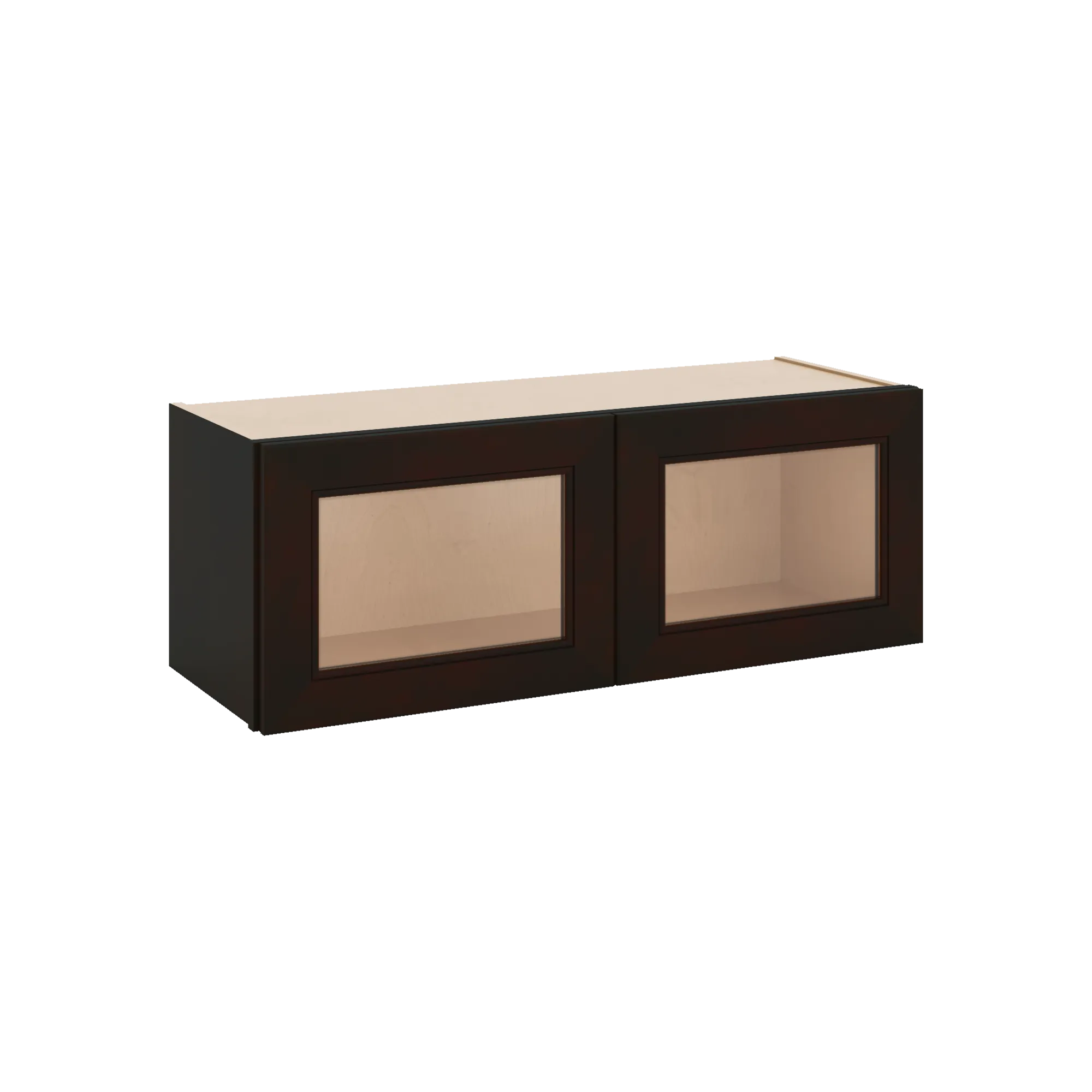 J&K Espresso K8 Wall Glass Cabinet - 33" W x 12" H (No Glass Insert)