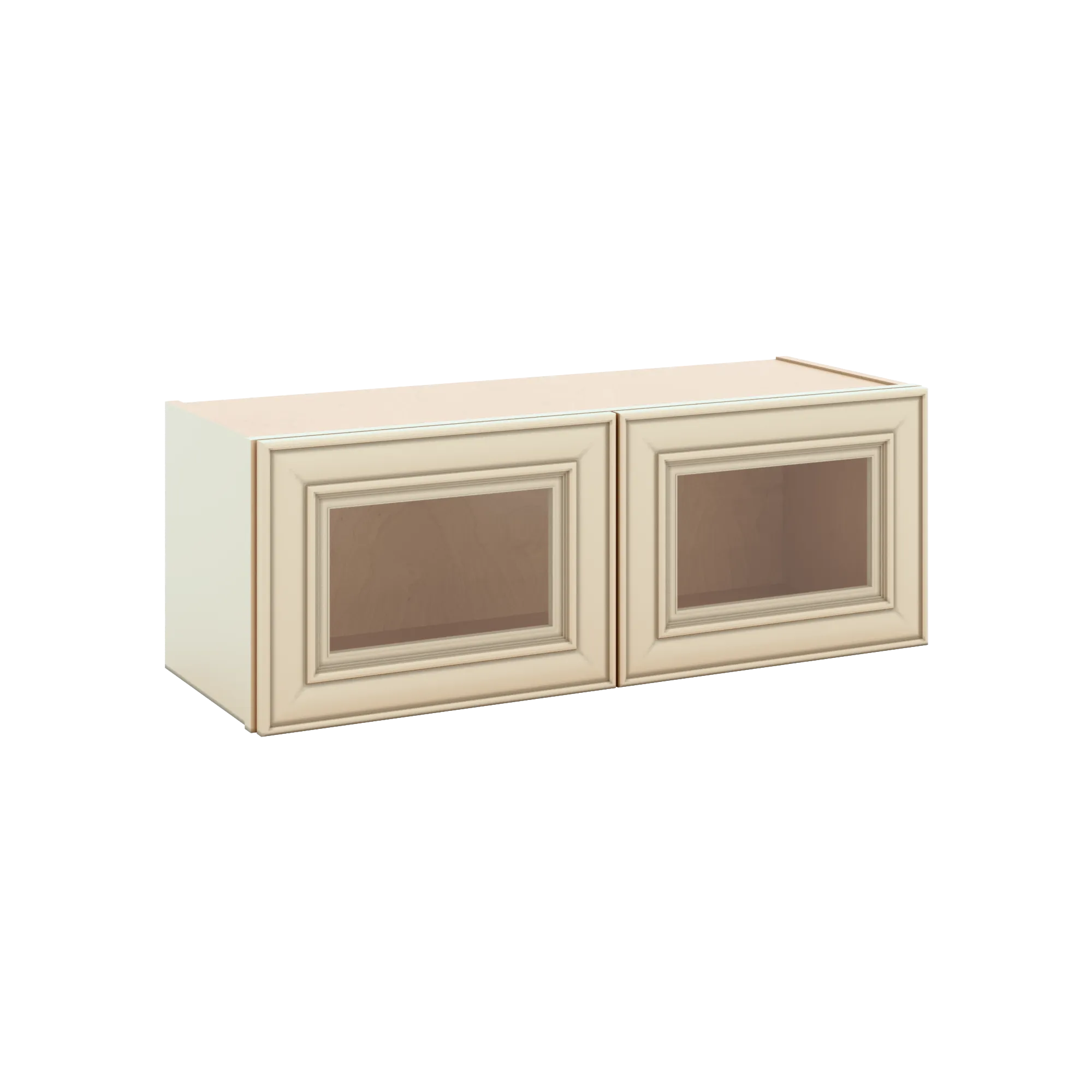 J&K Creme Glazed A7 Wall Glass Cabinet - 33" W x 12" H (No Glass Insert)
