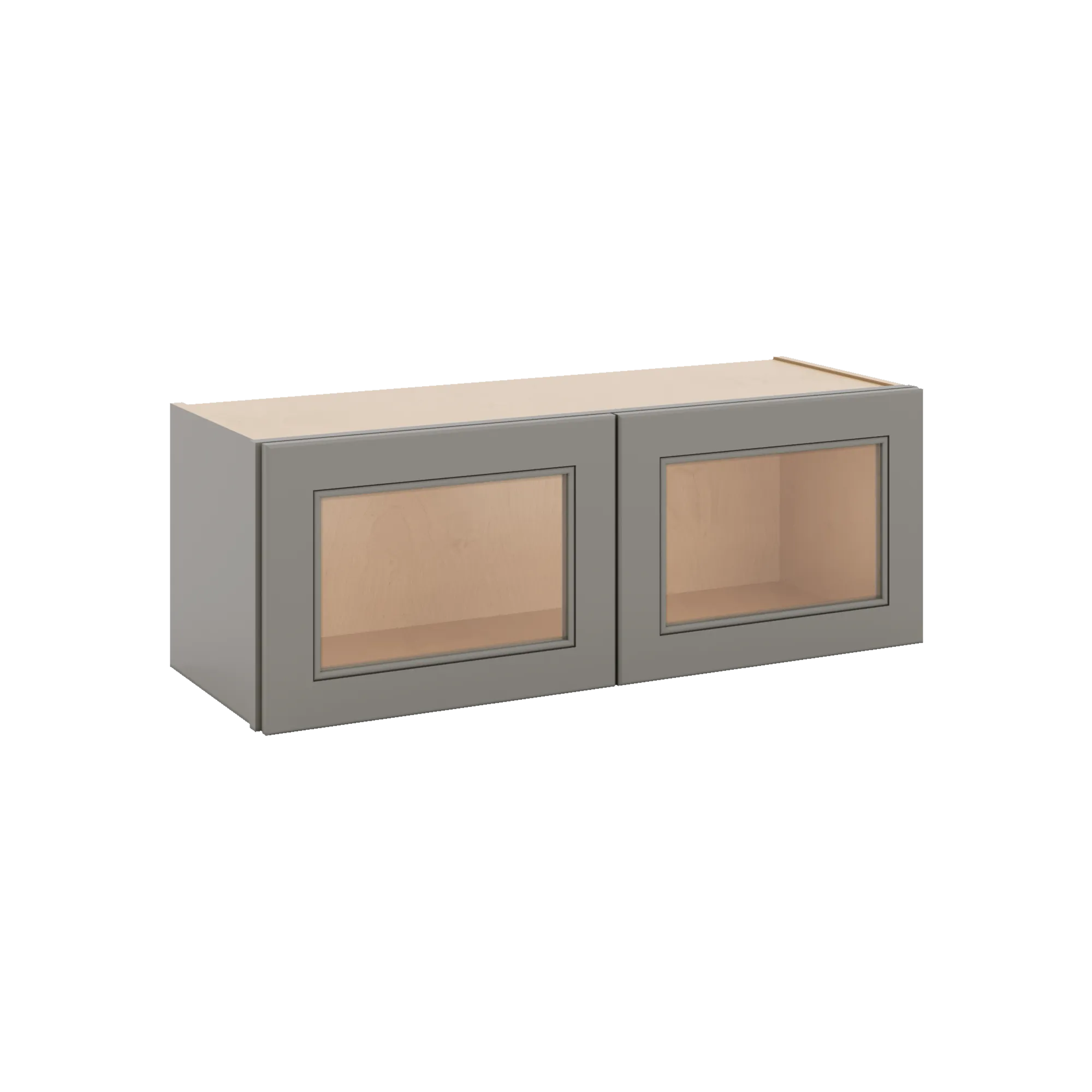 J&K Greige K3 Wall Glass Cabinet - 33" W x 12" H (No Glass Insert)