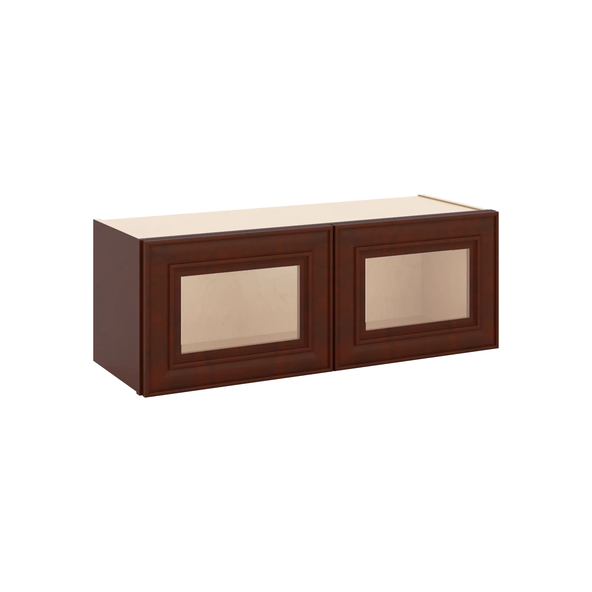 J&K Mahogany J5 Wall Glass Cabinet - 33" W x 12" H (No Glass Insert)
