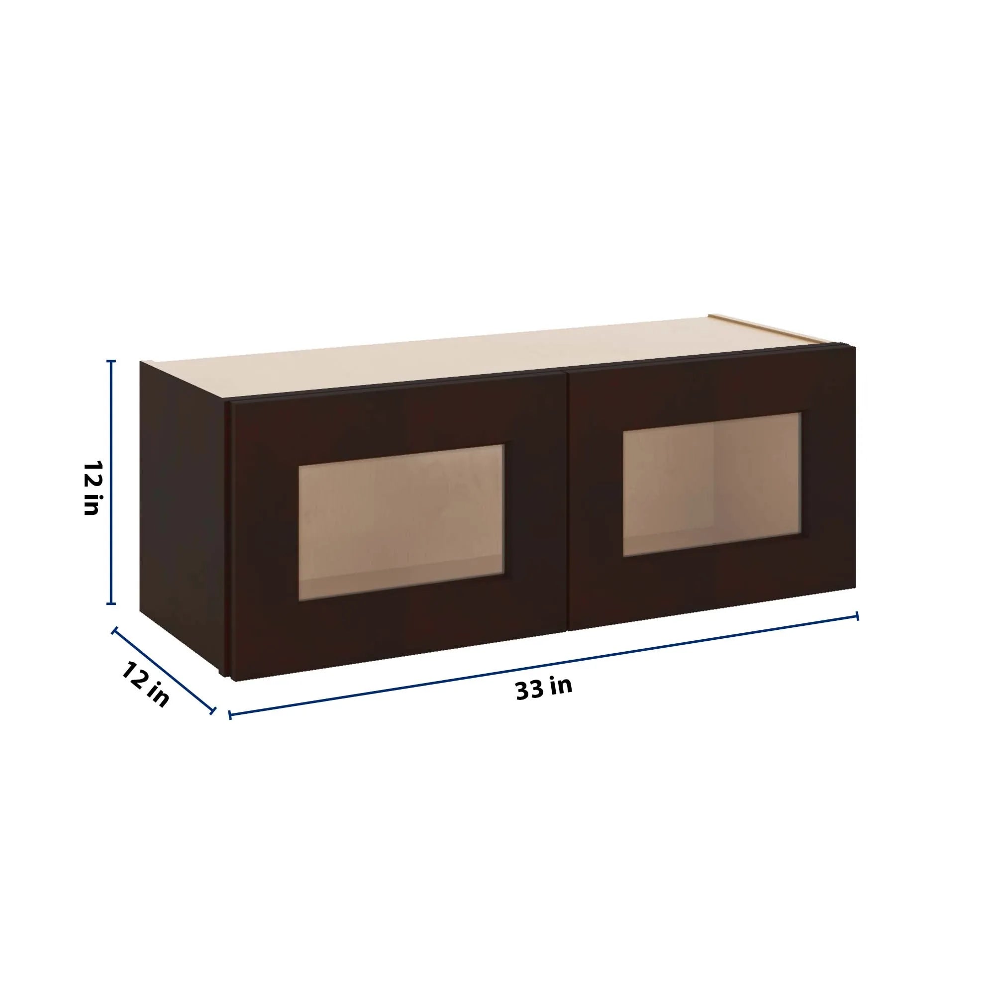 J&K Java Coffee S1 Wall Glass Cabinet - 33" W x 12" H (No Glass Insert)