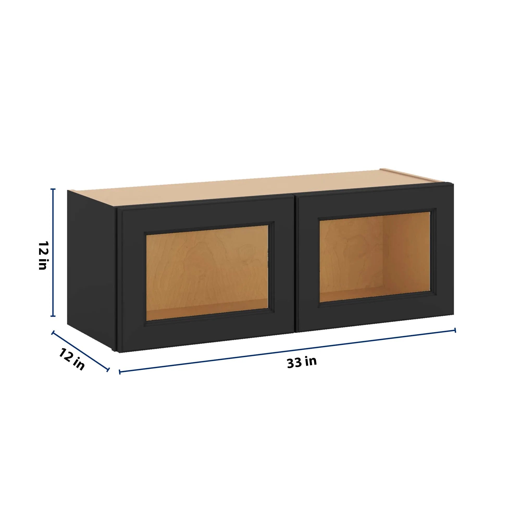 J&K Charcoal E2 Wall Glass Cabinet - 33" W x 12" H (No Glass Insert)