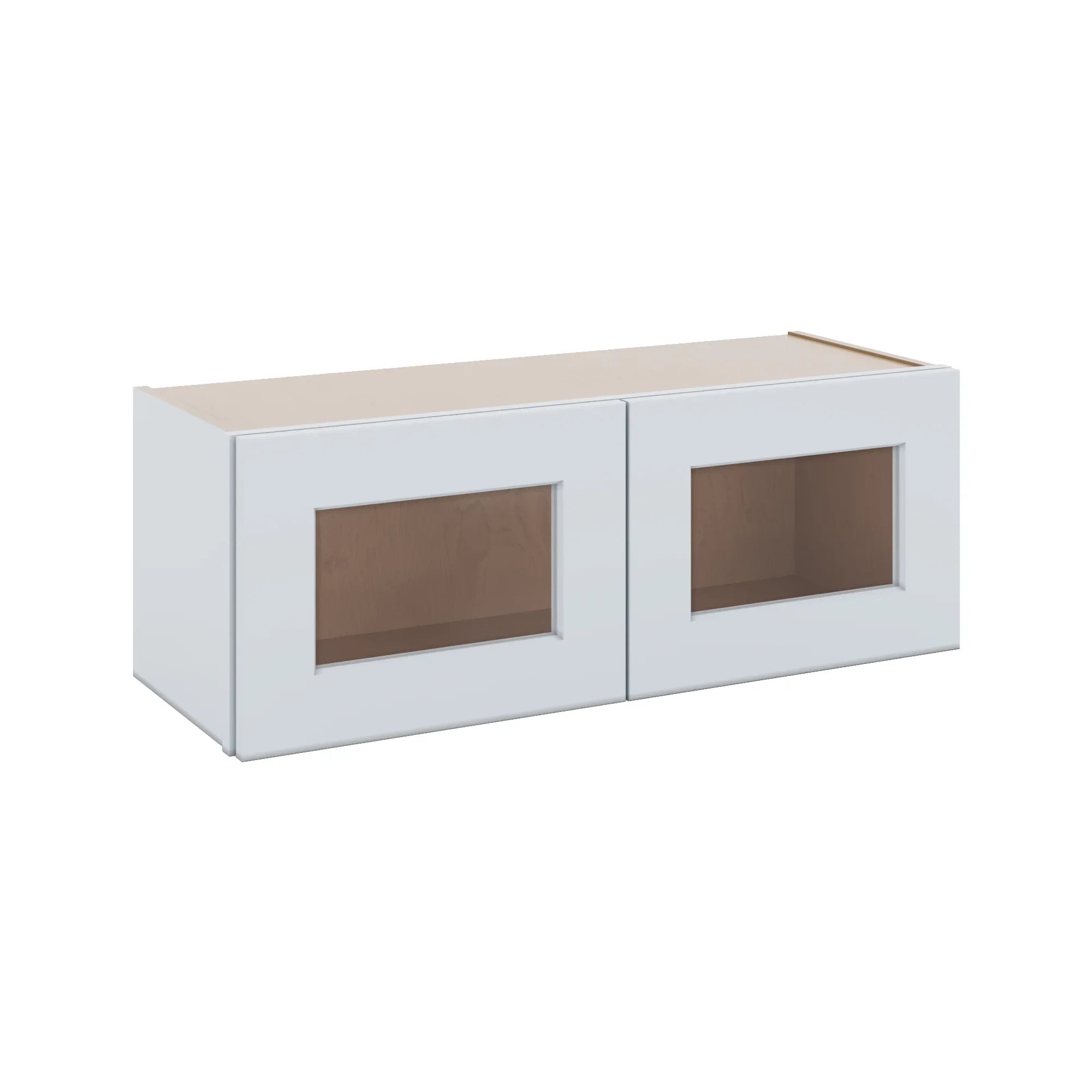 J&K White Shaker S8 Wall Glass Cabinet - 33" W x 12" H (No Glass Insert)