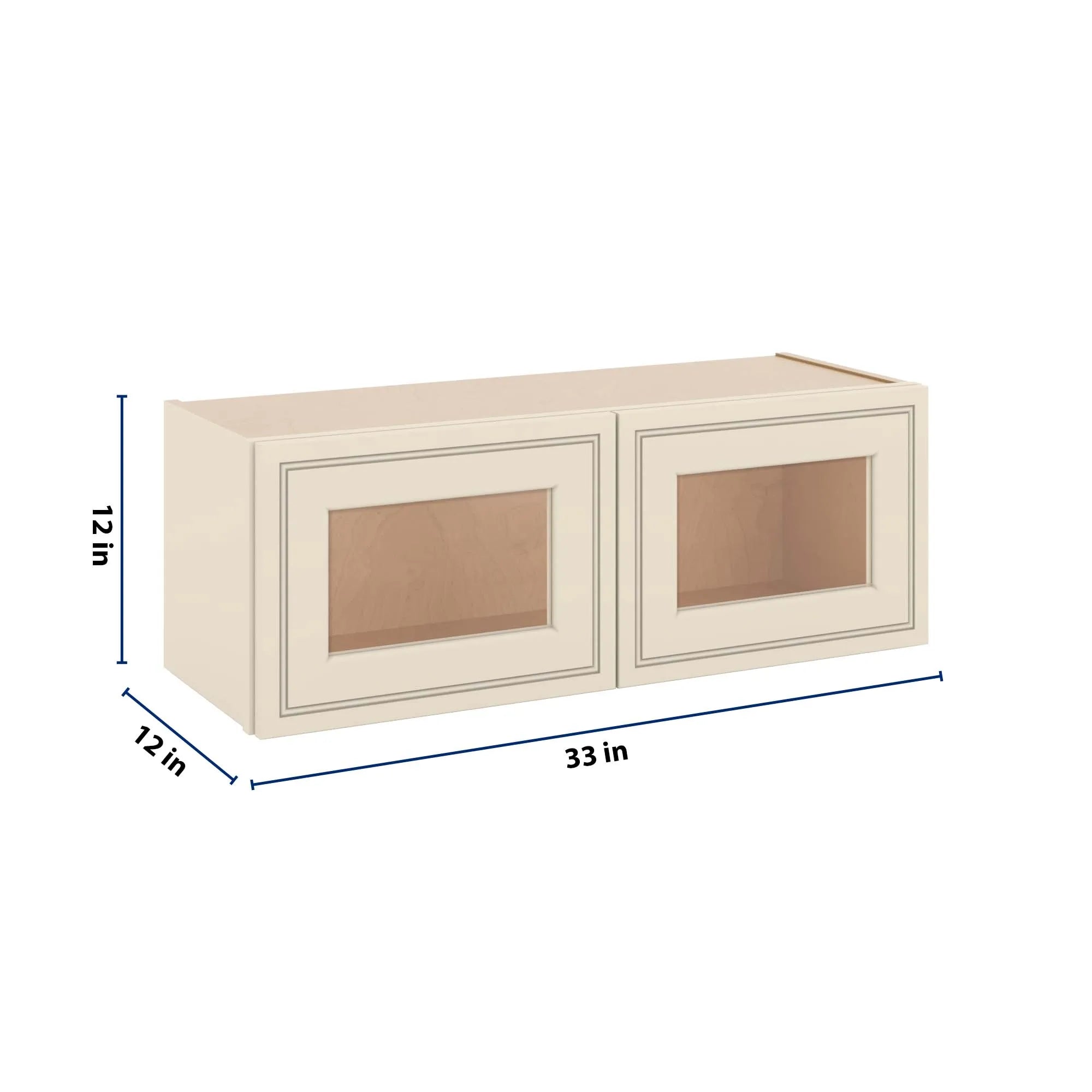 J&K Pearl Glazed H9 Wall Glass Cabinet - 33" W x 12" H (No Glass Insert)