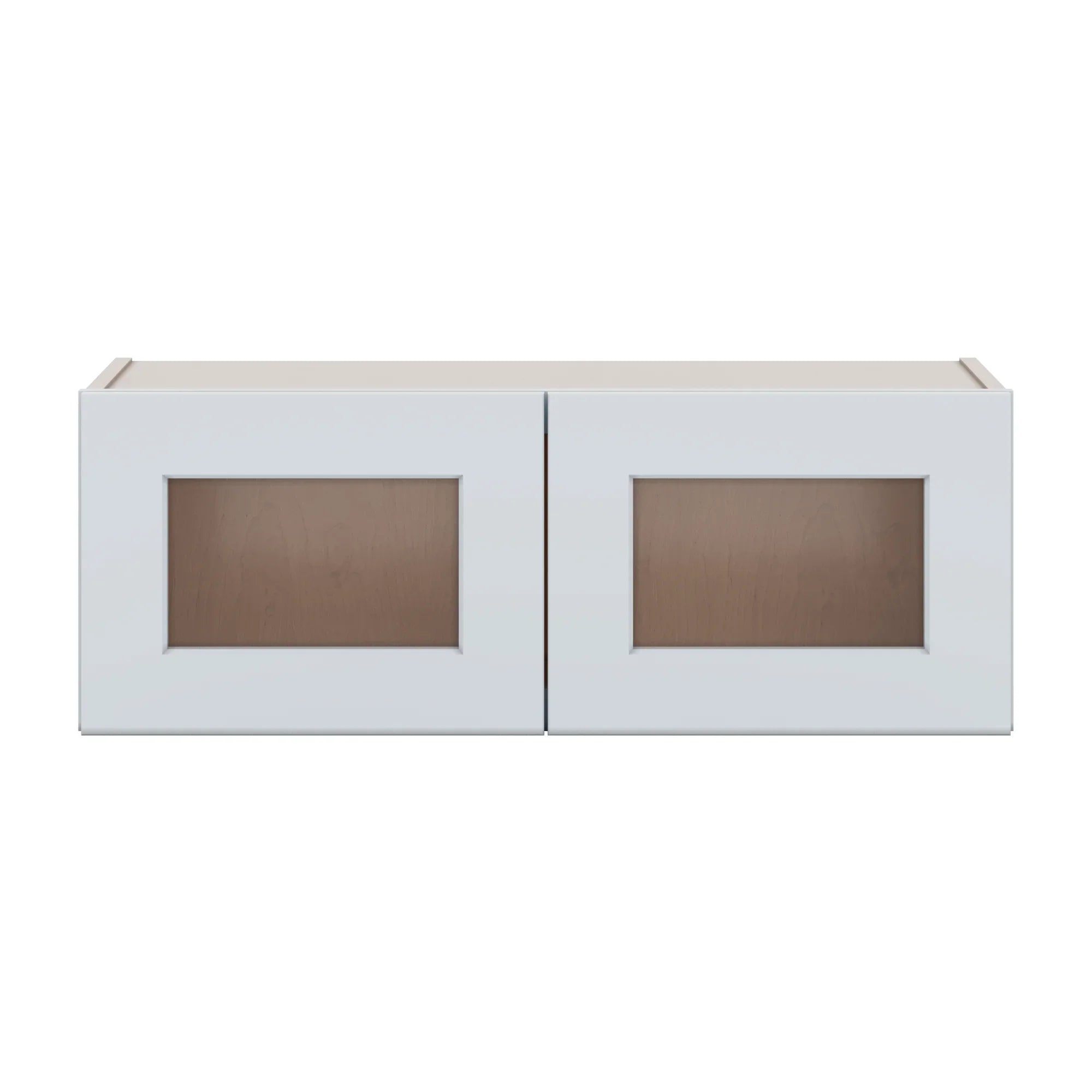 J&K White Shaker S8 Wall Glass Cabinet   33" W x 12" H (No Glass Insert)