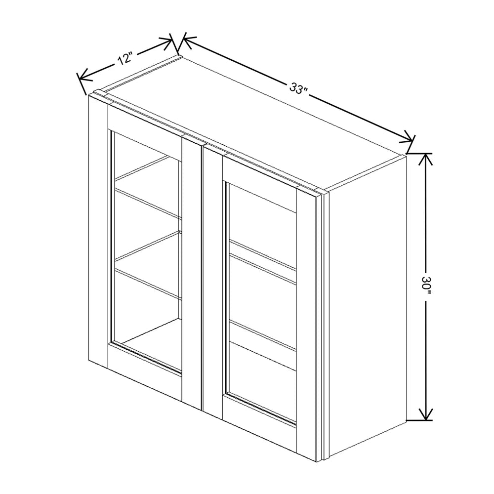 J&K Castle Grey S5 Wall Glass Cabinet - 33" W x 30" H (No Glass Insert)