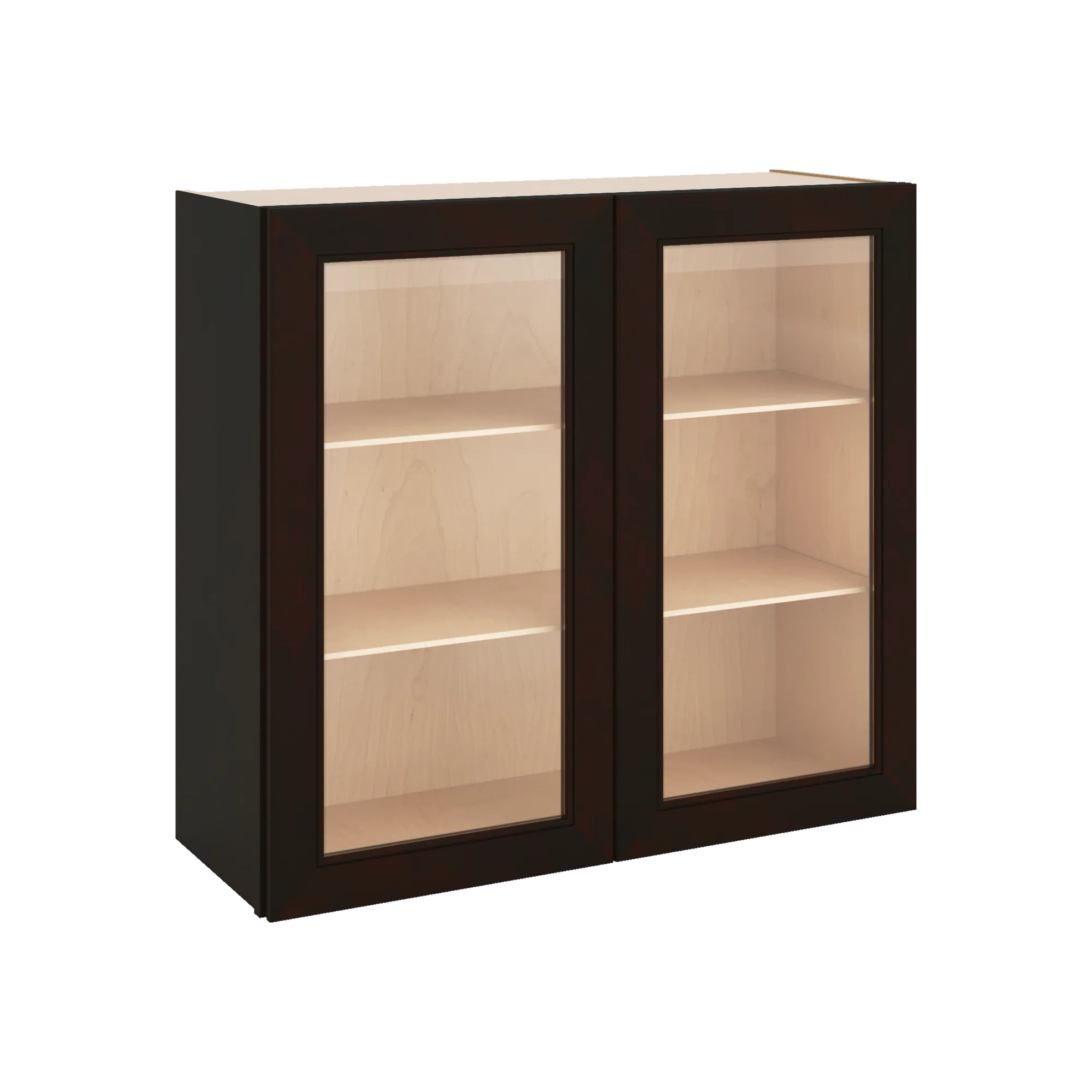 J&K Espresso K8 Wall Glass Cabinet - 33" W x 30" H (No Glass Insert)