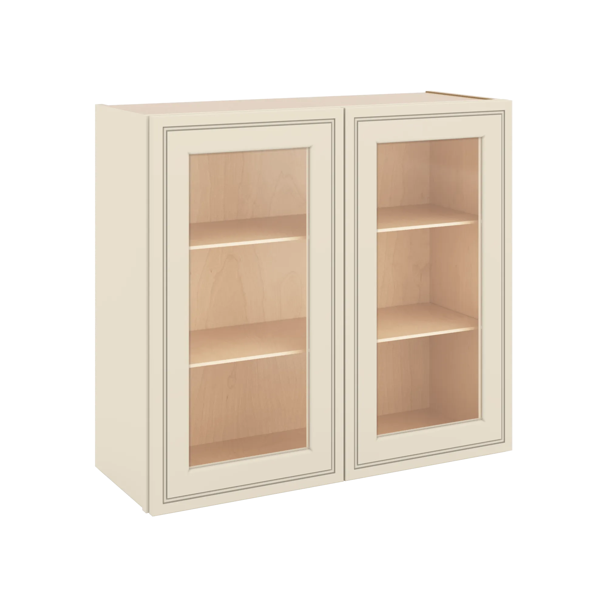 J&K Pearl Glazed H9 Wall Glass Cabinet - 33" W x 30" H (No Glass Insert)