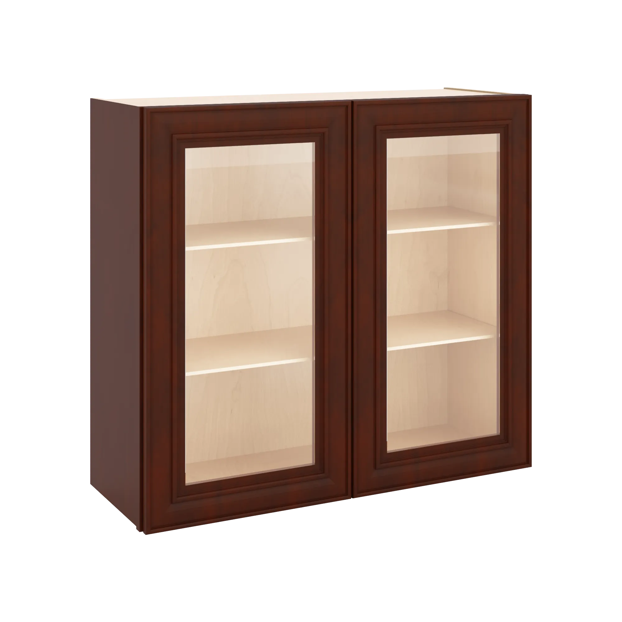 J&K Mahogany J5 Wall Glass Cabinet - 33" W x 30" H (No Glass Insert)