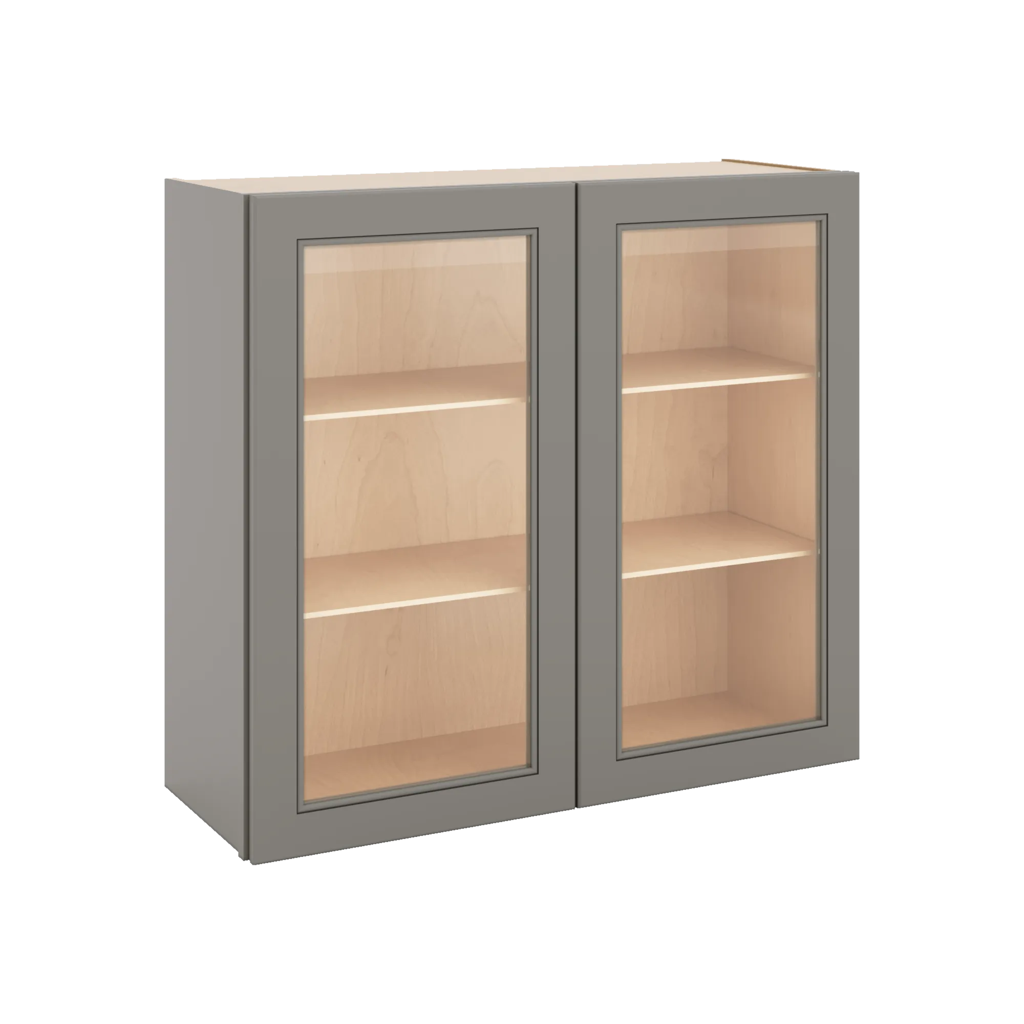 J&K Greige K3 Wall Glass Cabinet - 33" W x 30" H (No Glass Insert)