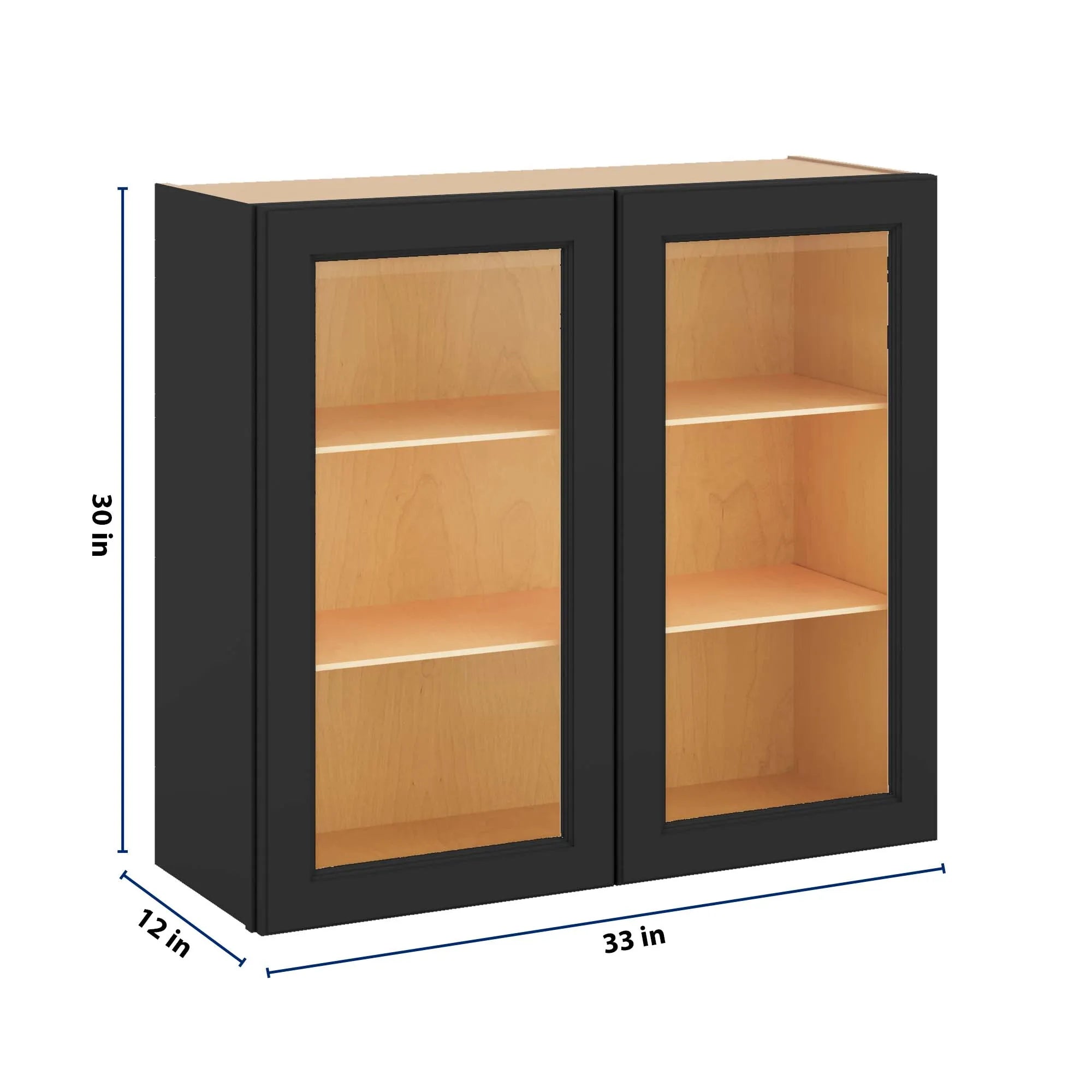 J&K Charcoal E2 Wall Glass Cabinet - 33" W x 30" H (No Glass Insert)