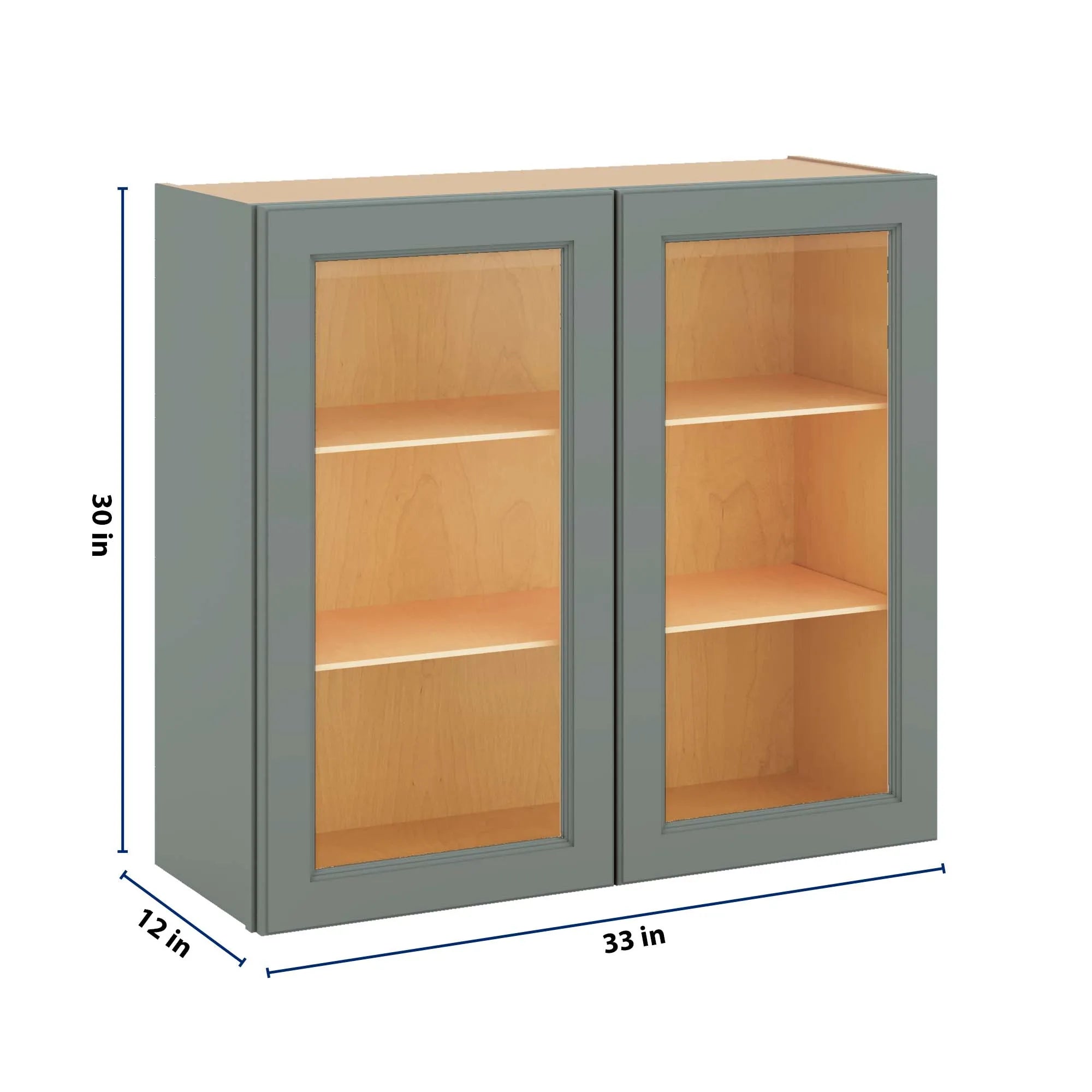 J&K Sage E3 Wall Glass Cabinet - 33" W x 30" H (No Glass Insert)