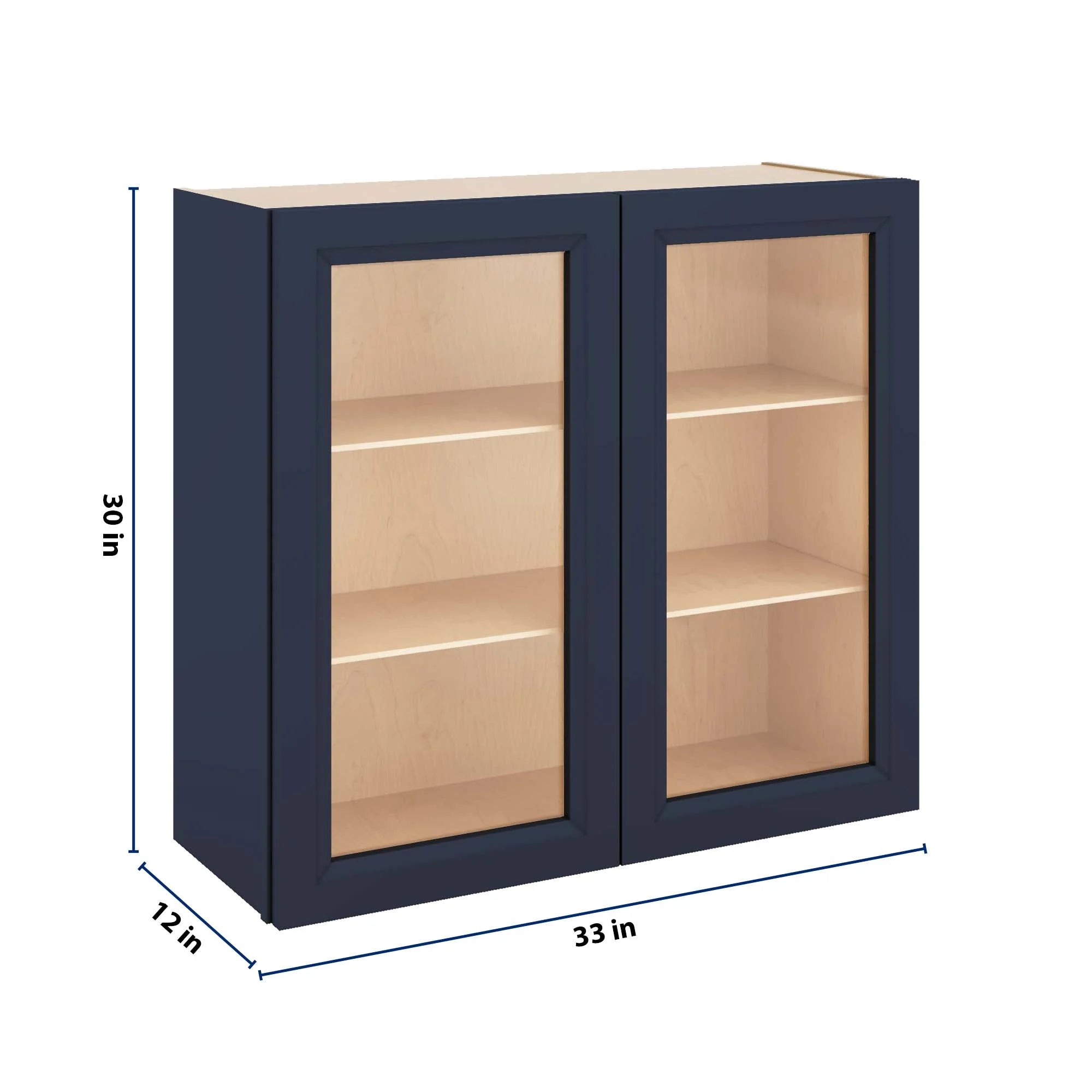 J&K Naval B7 Wall Glass Cabinet - 33" W x 30" H (No Glass Insert)