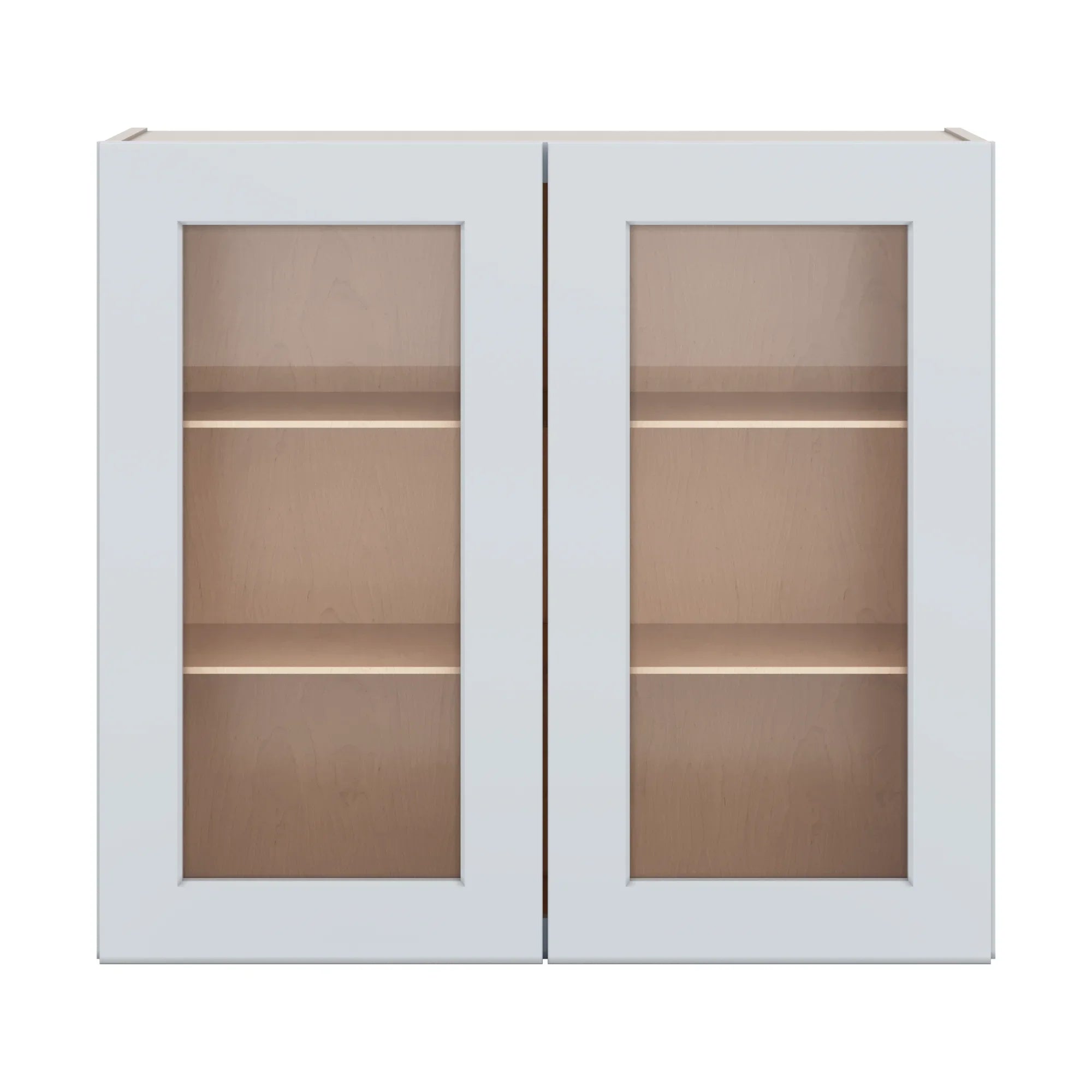 J&K White Shaker S8 Wall Glass Cabinet   33" W x 30" H (No Glass Insert)