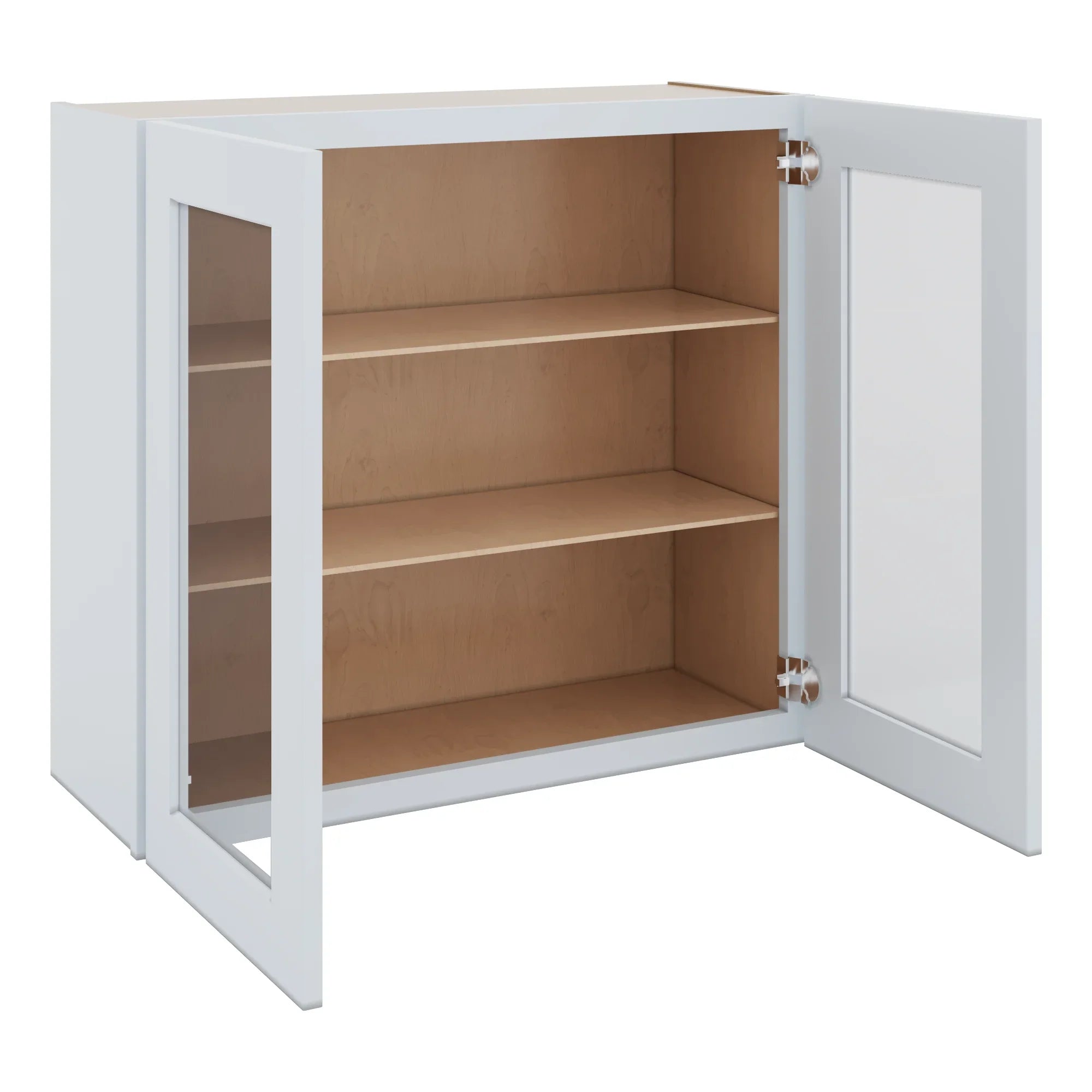 J&K White Shaker S8 Wall Glass Cabinet   33" W x 30" H (No Glass Insert)