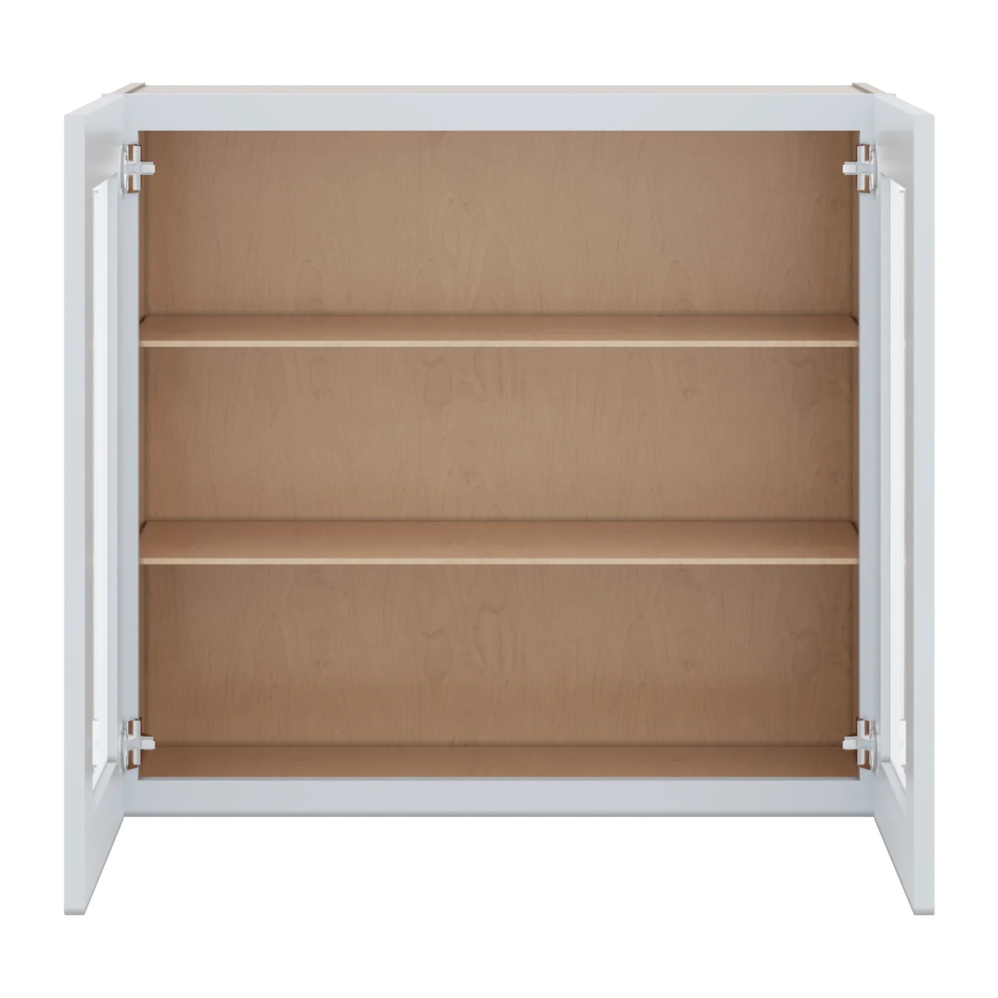 J&K White Shaker S8 Wall Glass Cabinet   33" W x 30" H (No Glass Insert)
