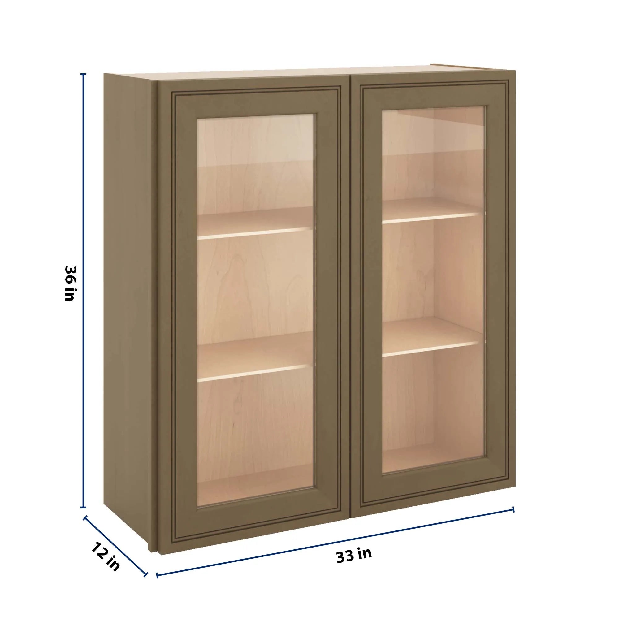 J&K Hazel H8 Wall Glass Cabinet - 33" W x 36" H (No Glass Insert)