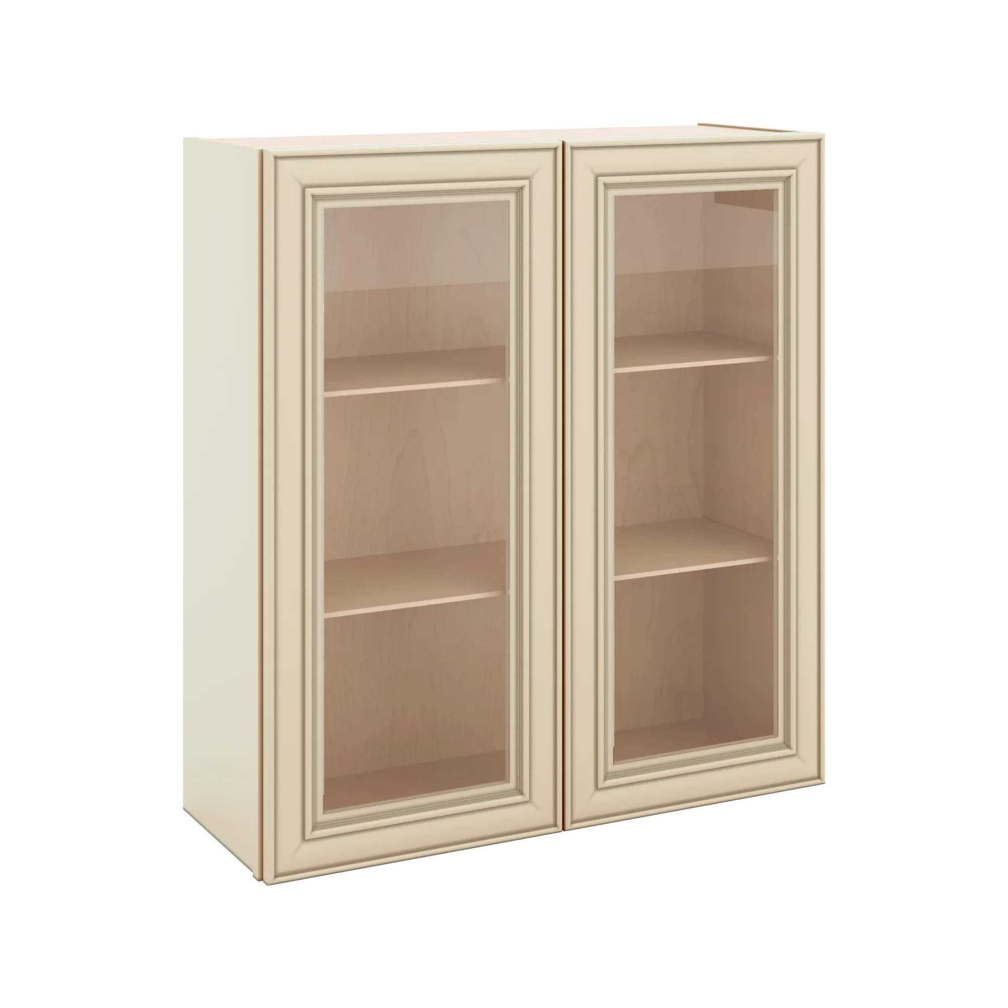 J&K Creme Glazed A7 Wall Glass Cabinet - 33" W x 36" H (No Glass Insert)