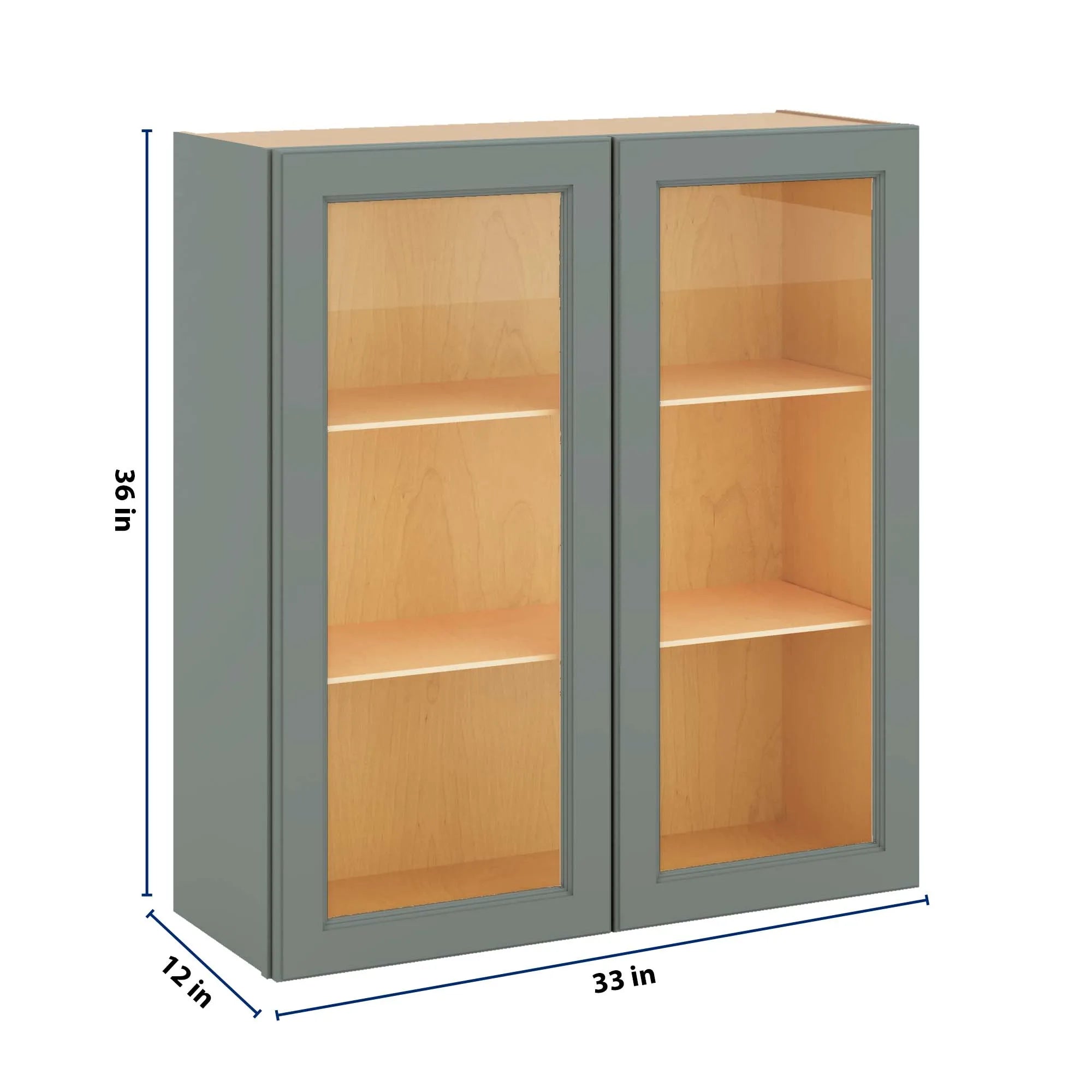 J&K Sage E3 Wall Glass Cabinet - 33" W x 36" H (No Glass Insert)