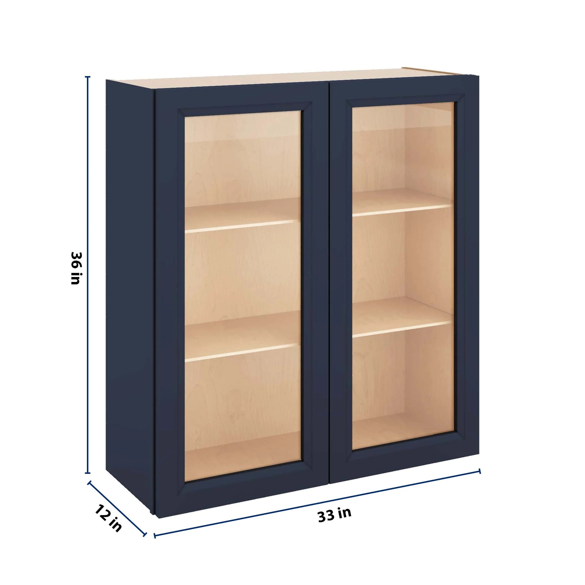 J&K Naval B7 Wall Glass Cabinet - 33" W x 36" H (No Glass Insert)