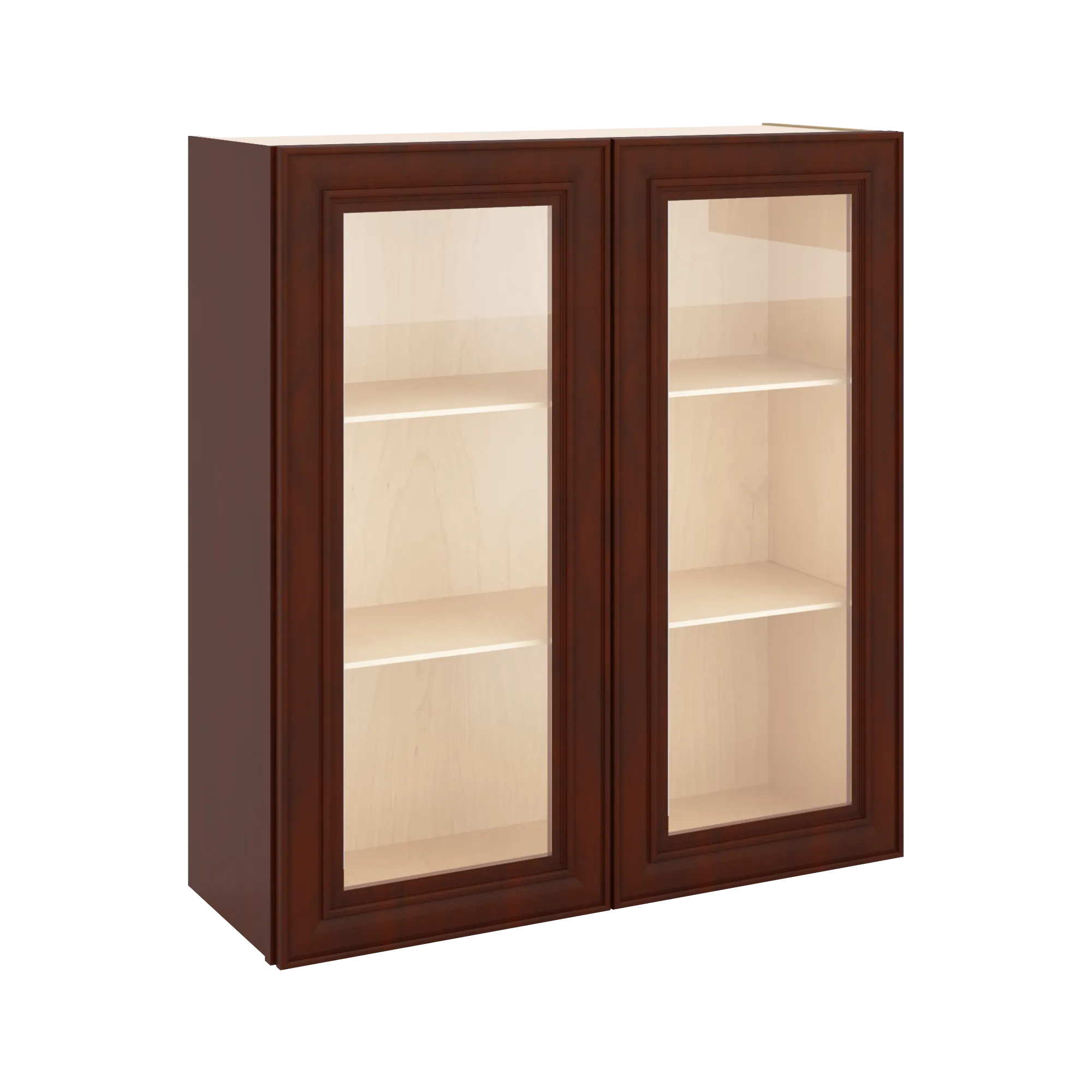 J&K Mahogany J5 Wall Glass Cabinet - 33" W x 36" H (No Glass Insert)