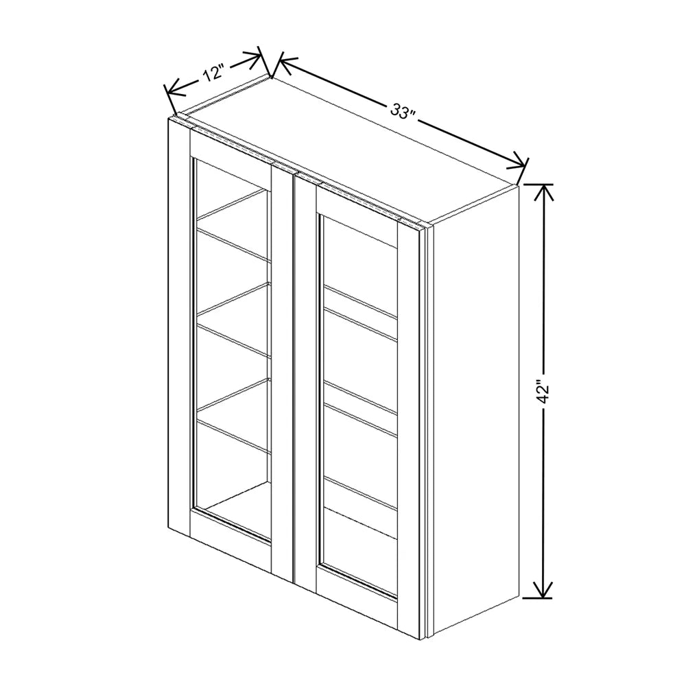 J&K Sage E3 Wall Glass Cabinet - 33" W x 42" H (No Glass Insert)