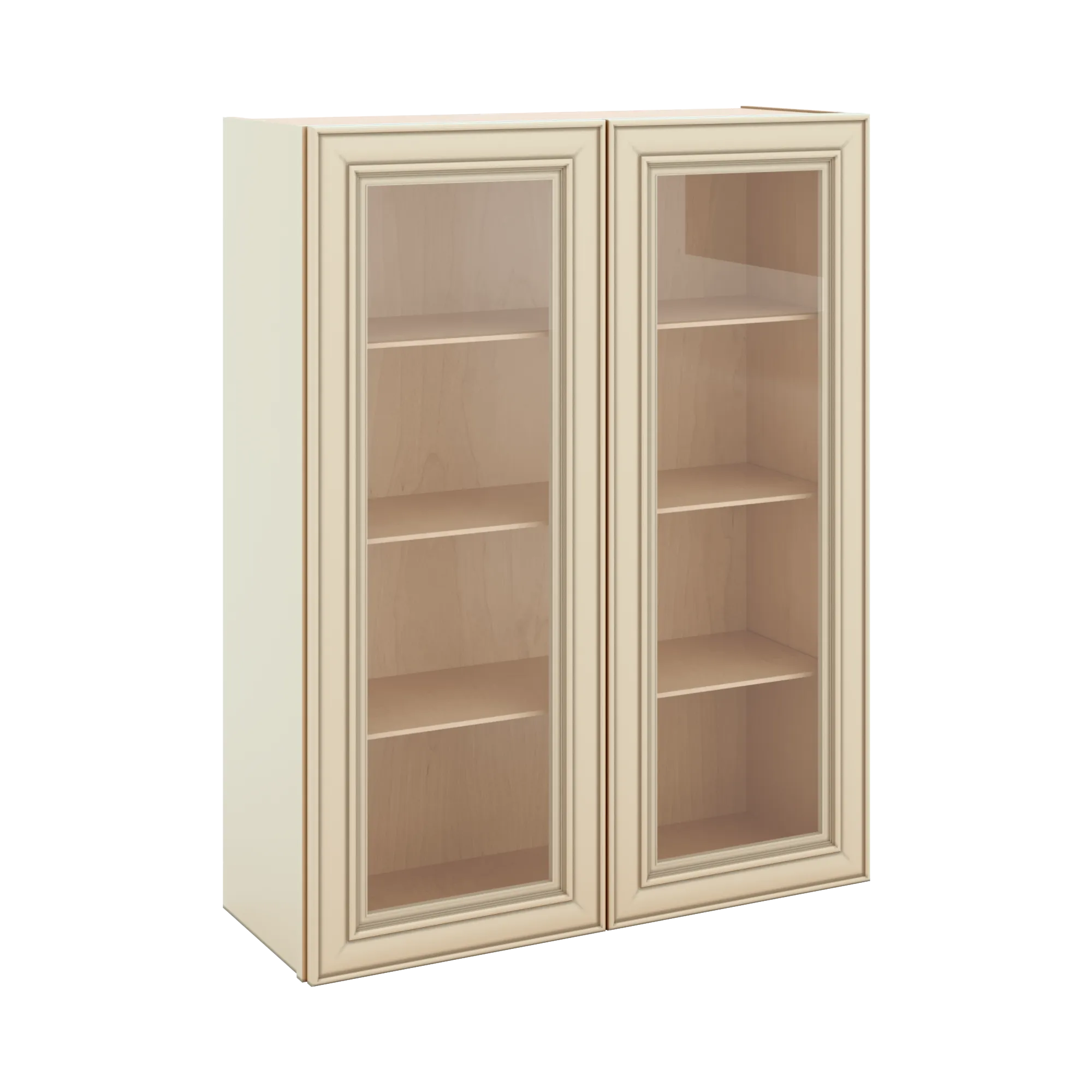 J&K Creme Glazed A7 Wall Glass Cabinet - 33" W x 42" H (No Glass Insert)
