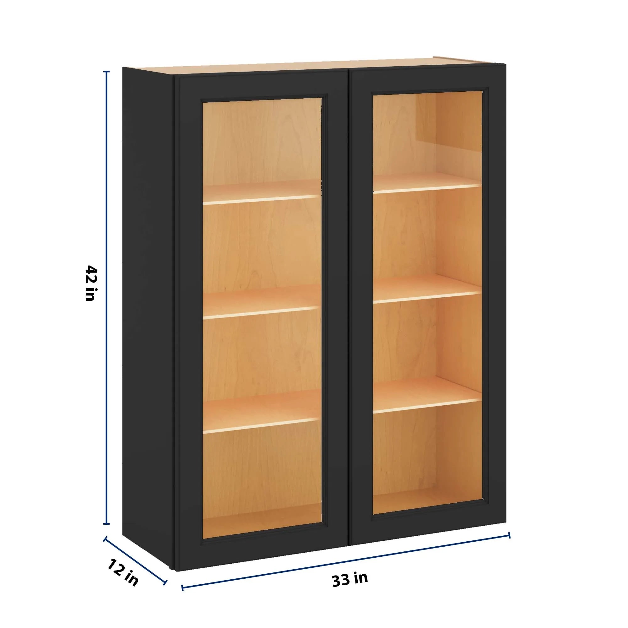 J&K Charcoal E2 Wall Glass Cabinet - 33" W x 42" H (No Glass Insert)