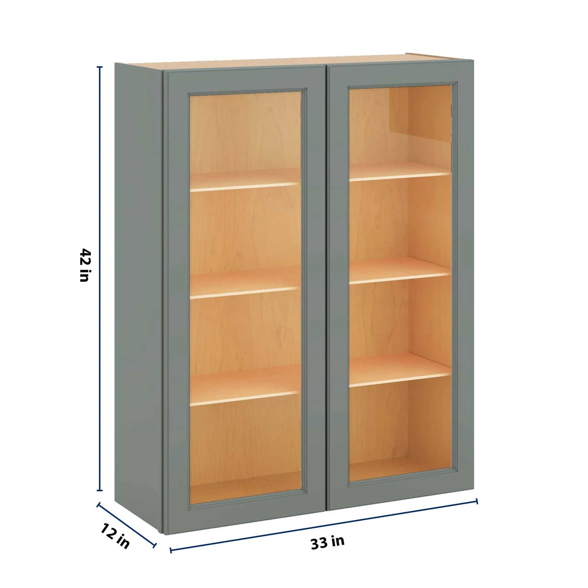 J&K Sage E3 Wall Glass Cabinet - 33" W x 42" H (No Glass Insert)