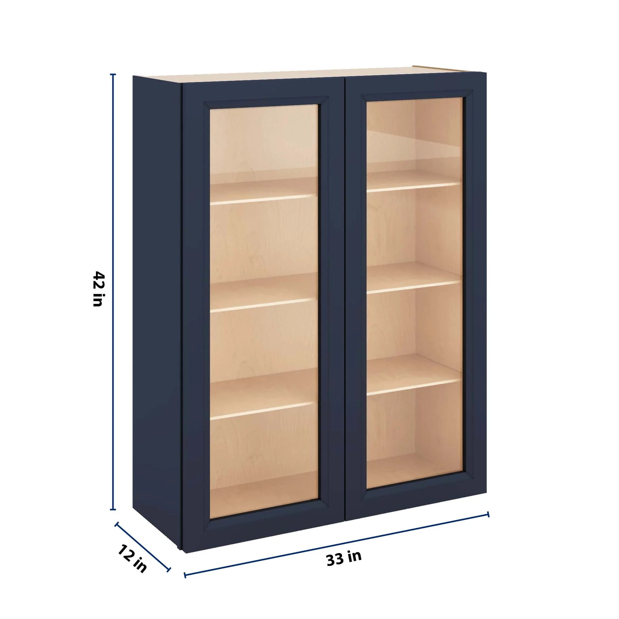 J&K Naval B7 Wall Glass Cabinet - 33" W x 42" H (No Glass Insert)
