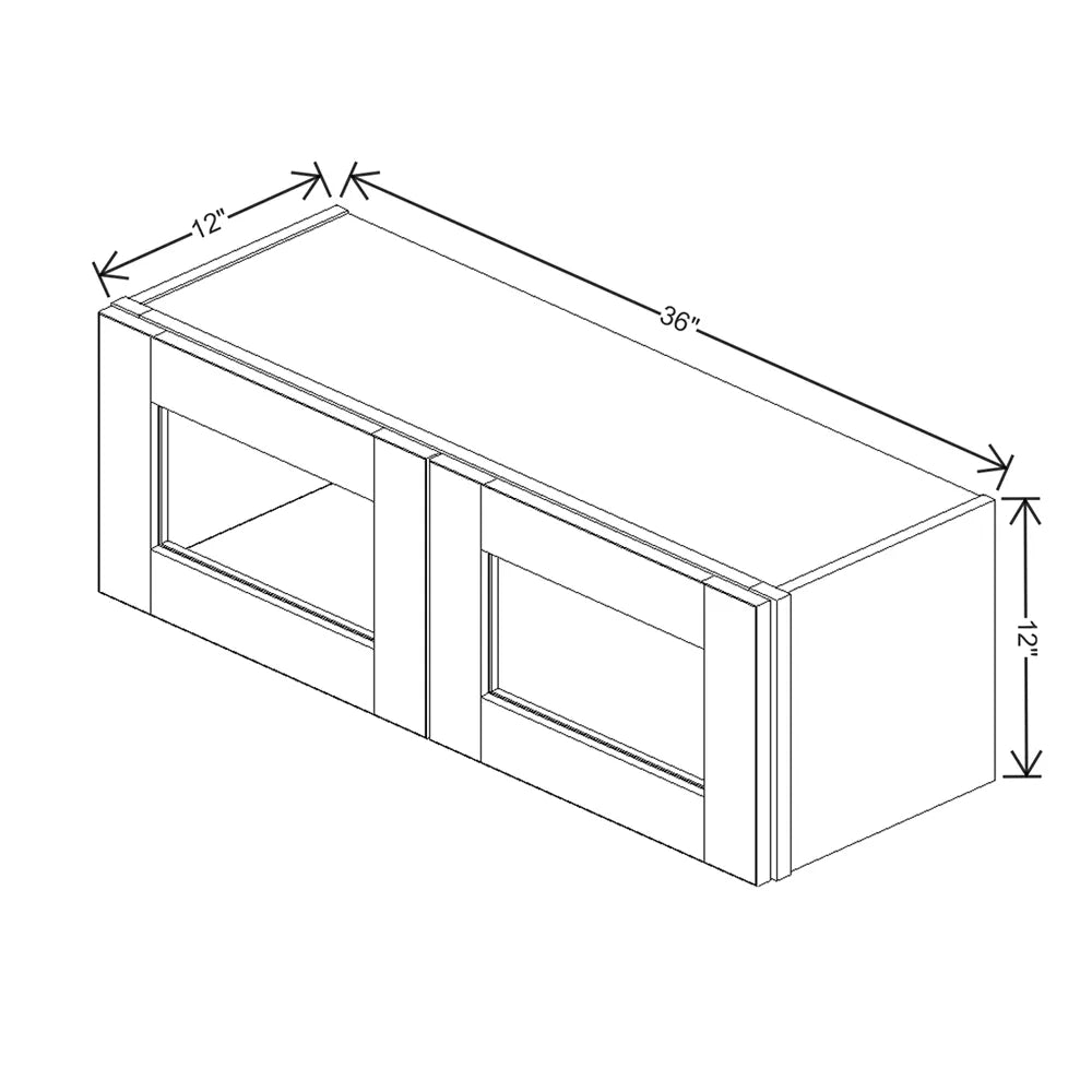 J&K Pebble B6 Wall Glass Cabinet - 36" W x 12" H (No Glass Insert)