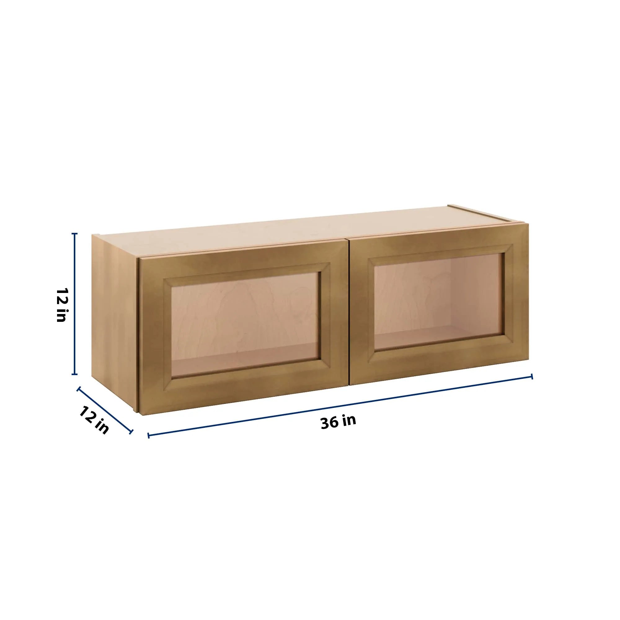 J&K Butterscotch B8 Wall Glass Cabinet - 36" W x 12" H (No Glass Insert)