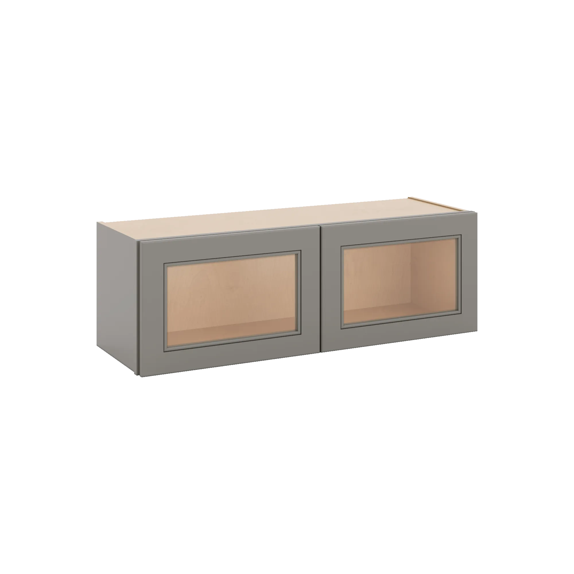 J&K Greige K3 Wall Glass Cabinet - 36" W x 12" H (No Glass Insert)