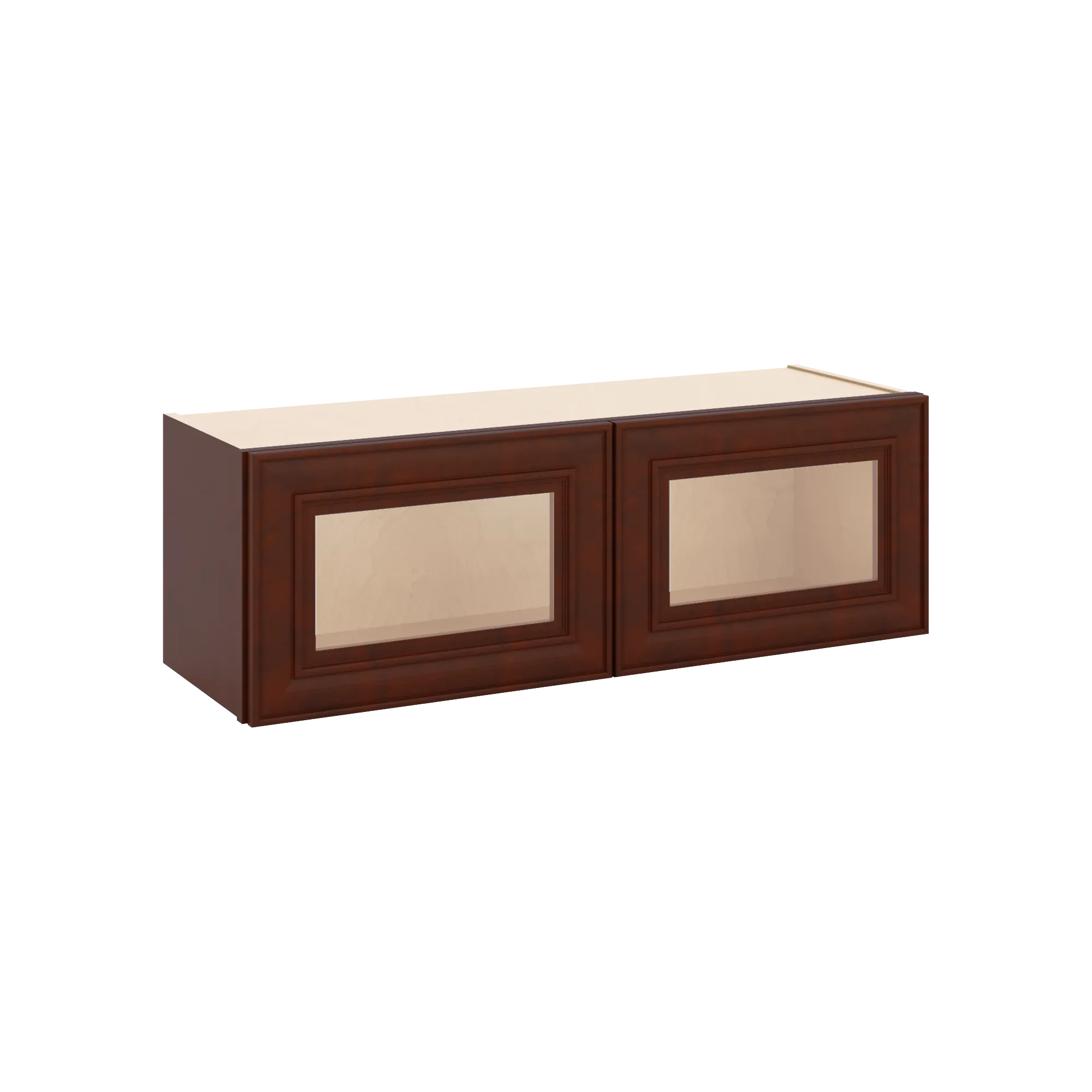 J&K Mahogany J5 Wall Glass Cabinet - 36" W x 12" H (No Glass Insert)