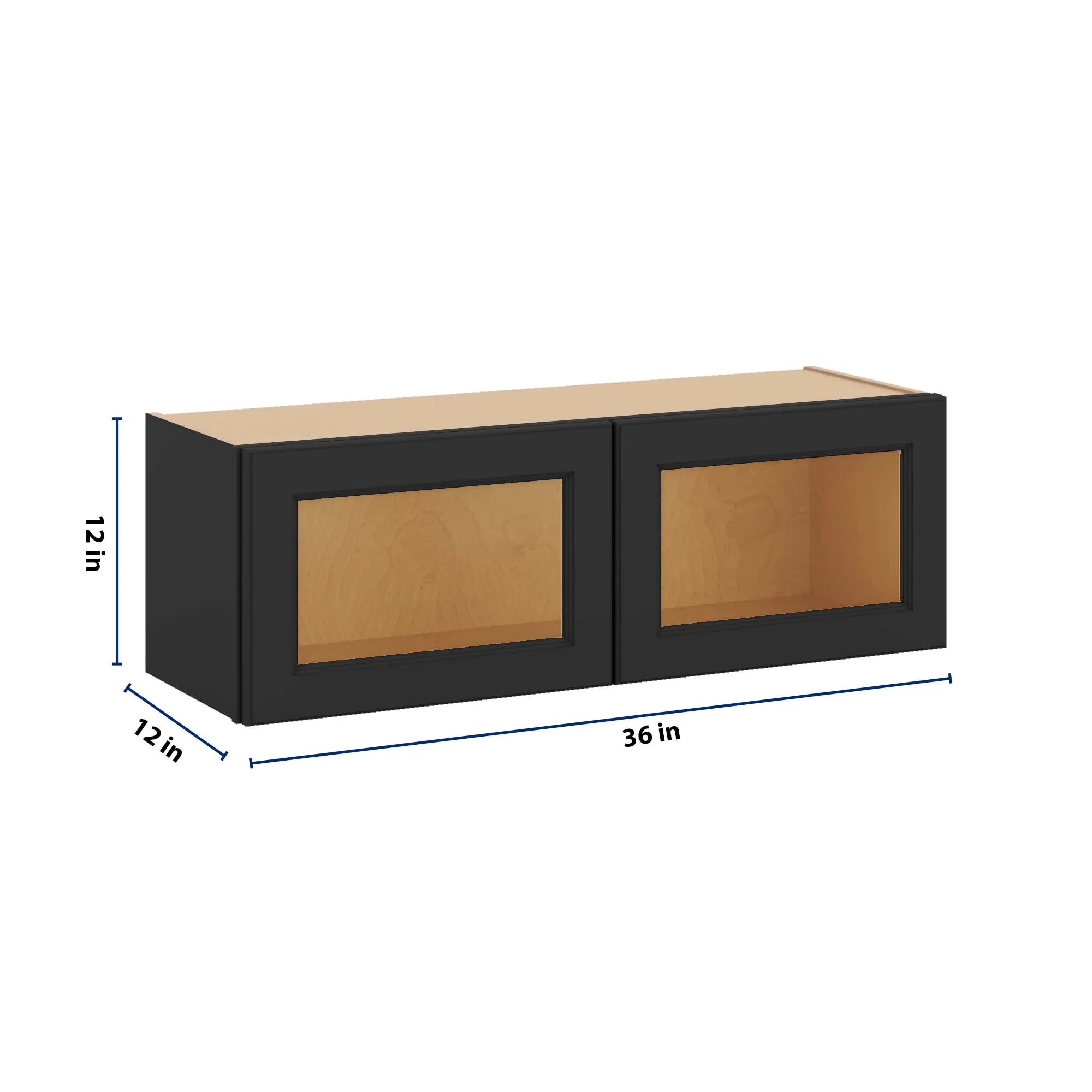 J&K Charcoal E2 Wall Glass Cabinet - 36" W x 12" H (No Glass Insert)