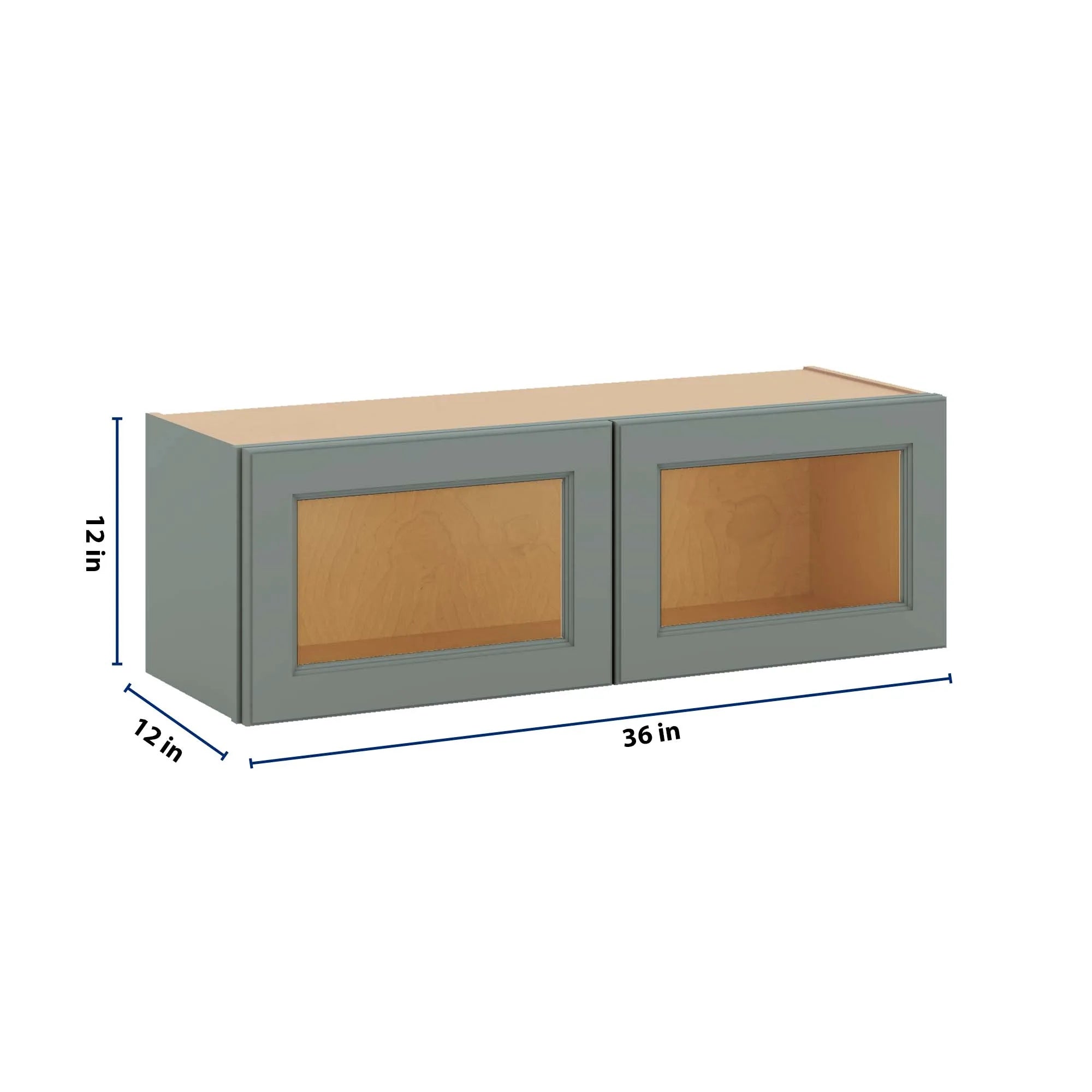 J&K Sage E3 Wall Glass Cabinet - 36" W x 12" H (No Glass Insert)