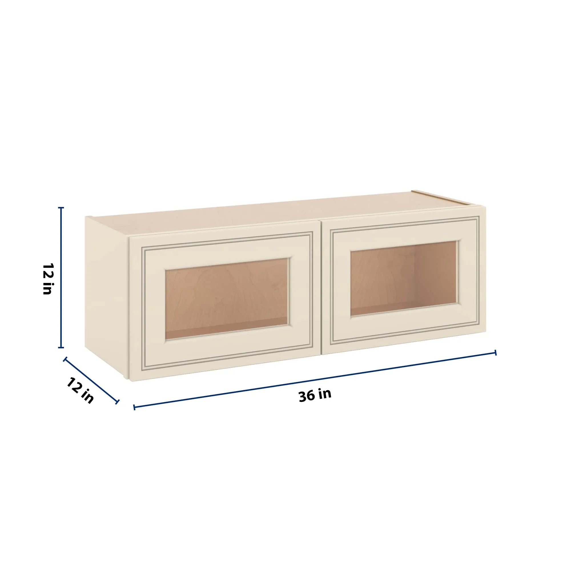 J&K Pearl Glazed H9 Wall Glass Cabinet - 36" W x 12" H (No Glass Insert)