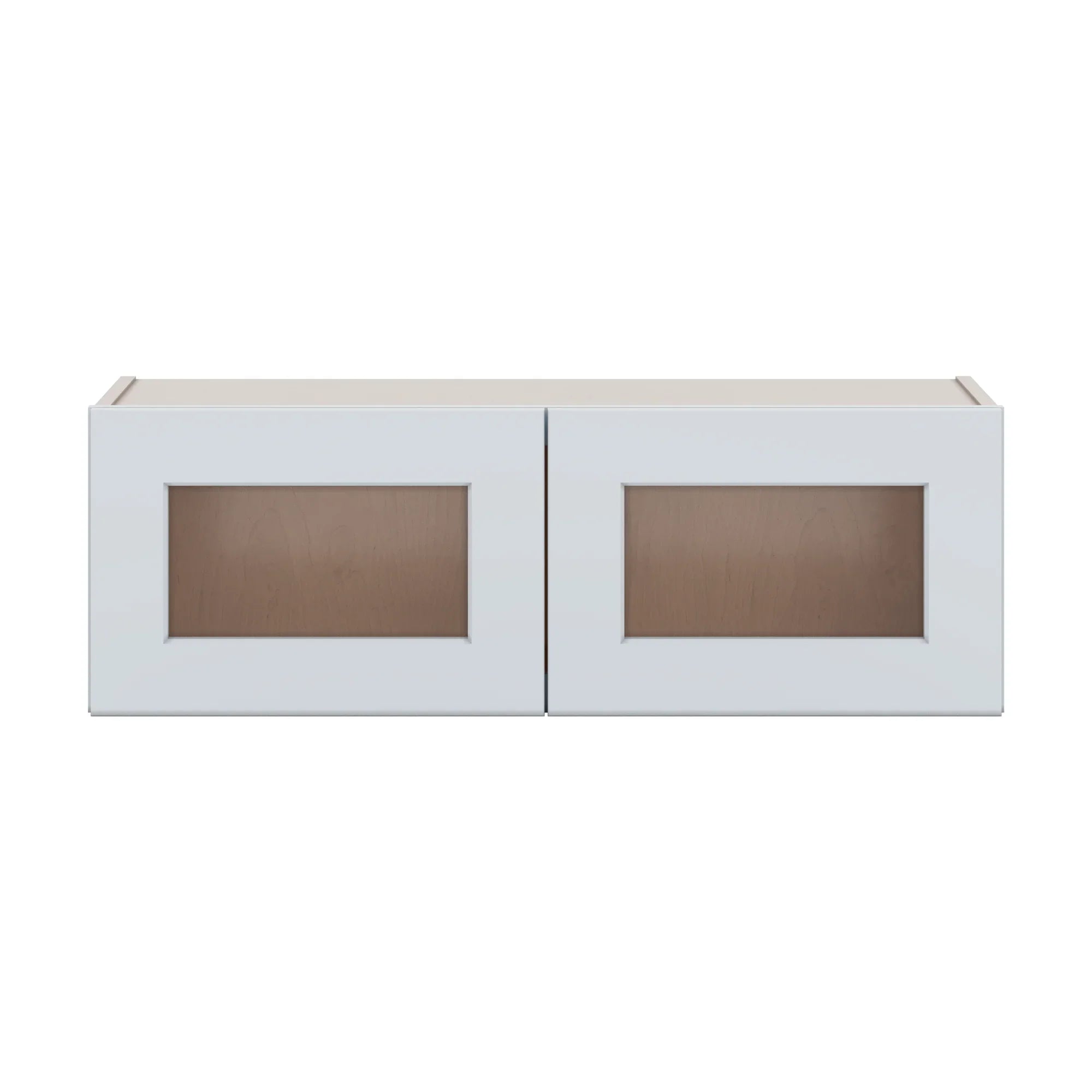 J&K White Shaker S8 Wall Glass Cabinet   36" W x 12" H (No Glass Insert)