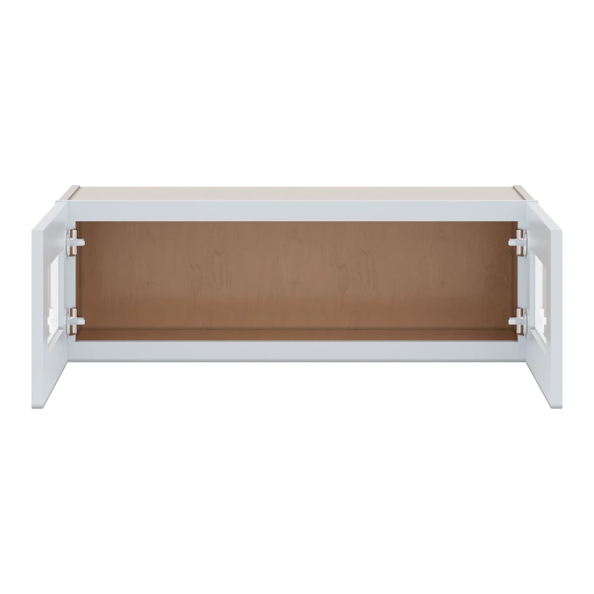 J&K White Shaker S8 Wall Glass Cabinet   36" W x 12" H (No Glass Insert)