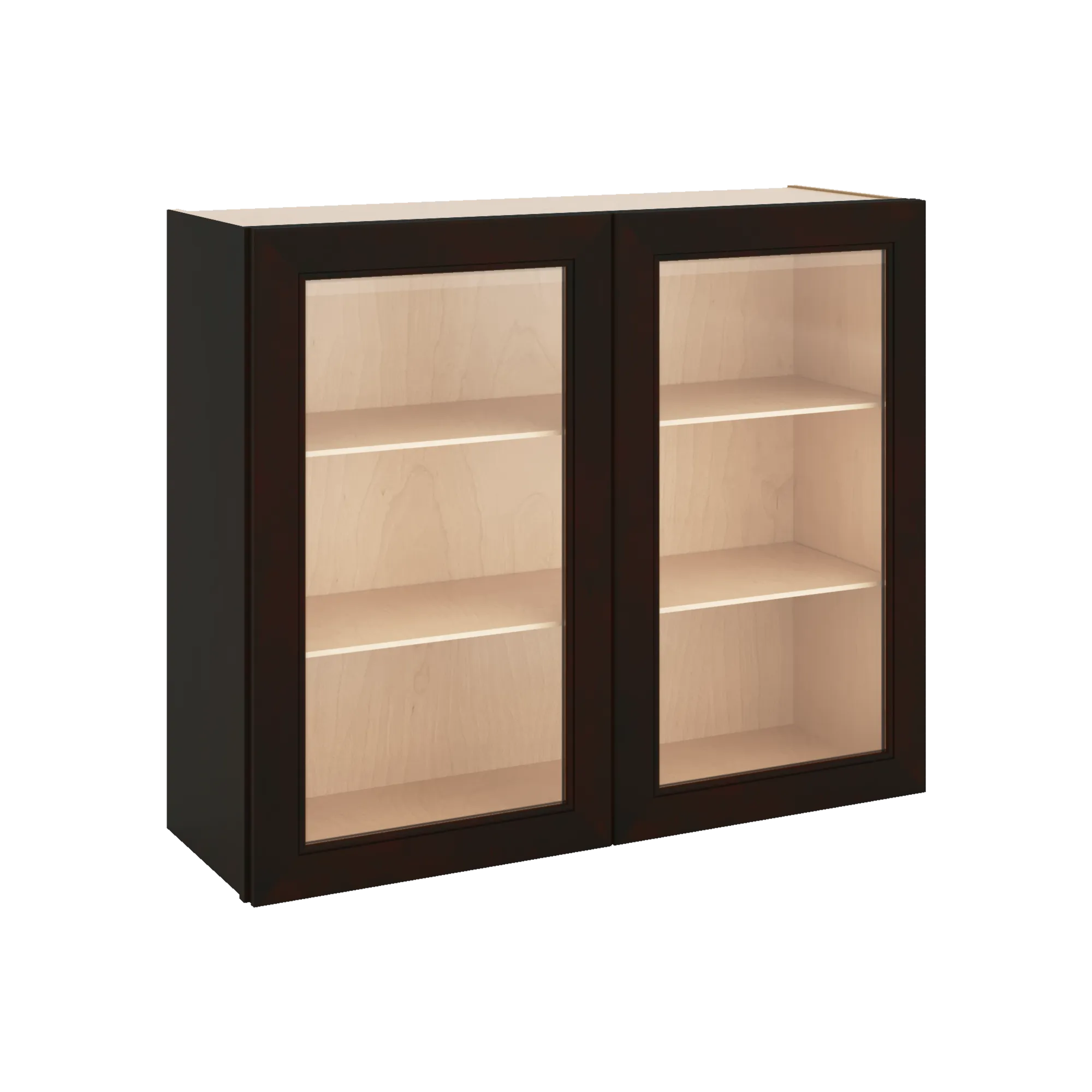 J&K Espresso K8 Wall Glass Cabinet - 36" W x 30" H (No Glass Insert)