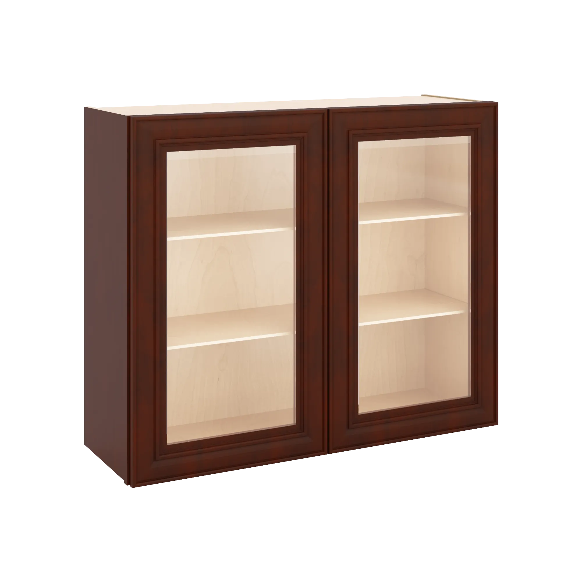 J&K Mahogany J5 Wall Glass Cabinet - 36" W x 30" H (No Glass Insert)